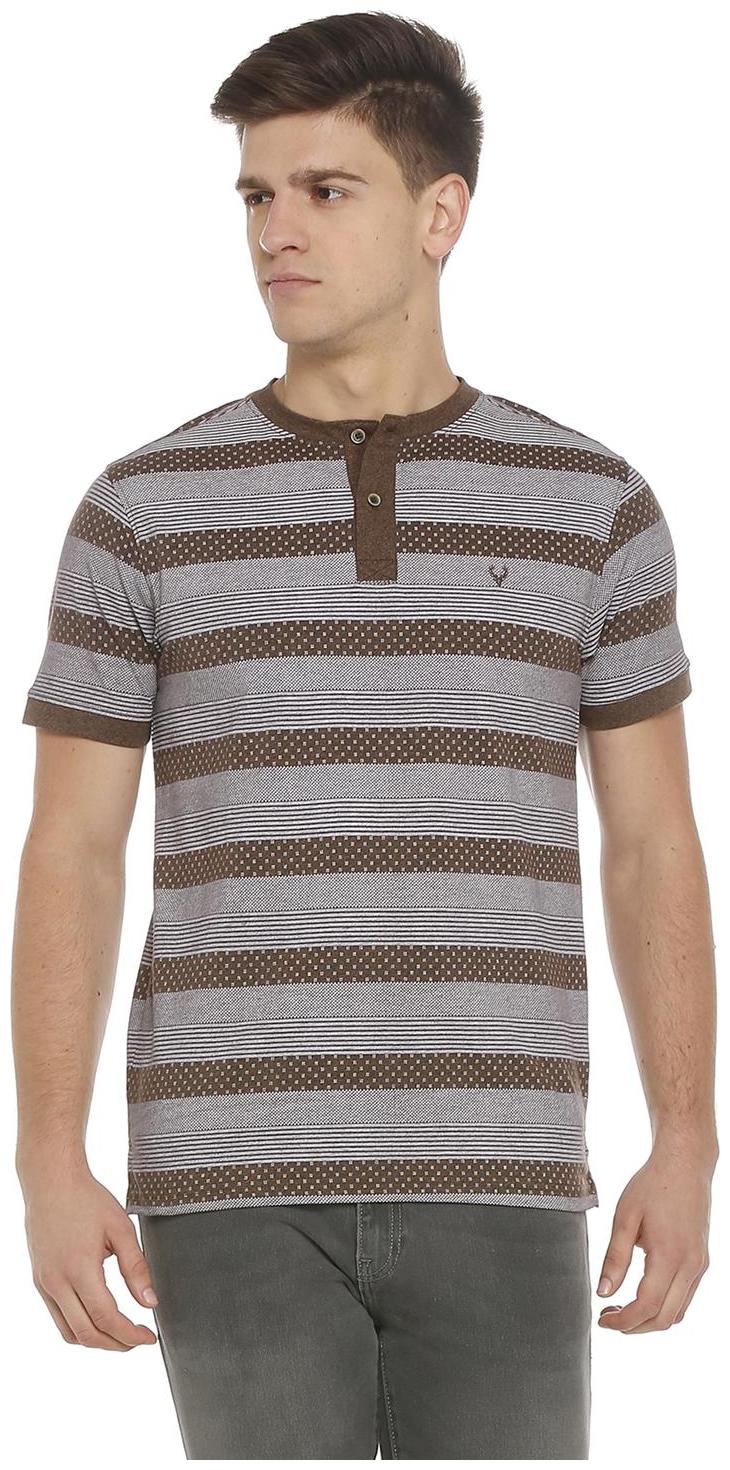 

Allen Solly Men Brown Regular fit Cotton Blend Henley neck T-Shirt - Pack Of 1