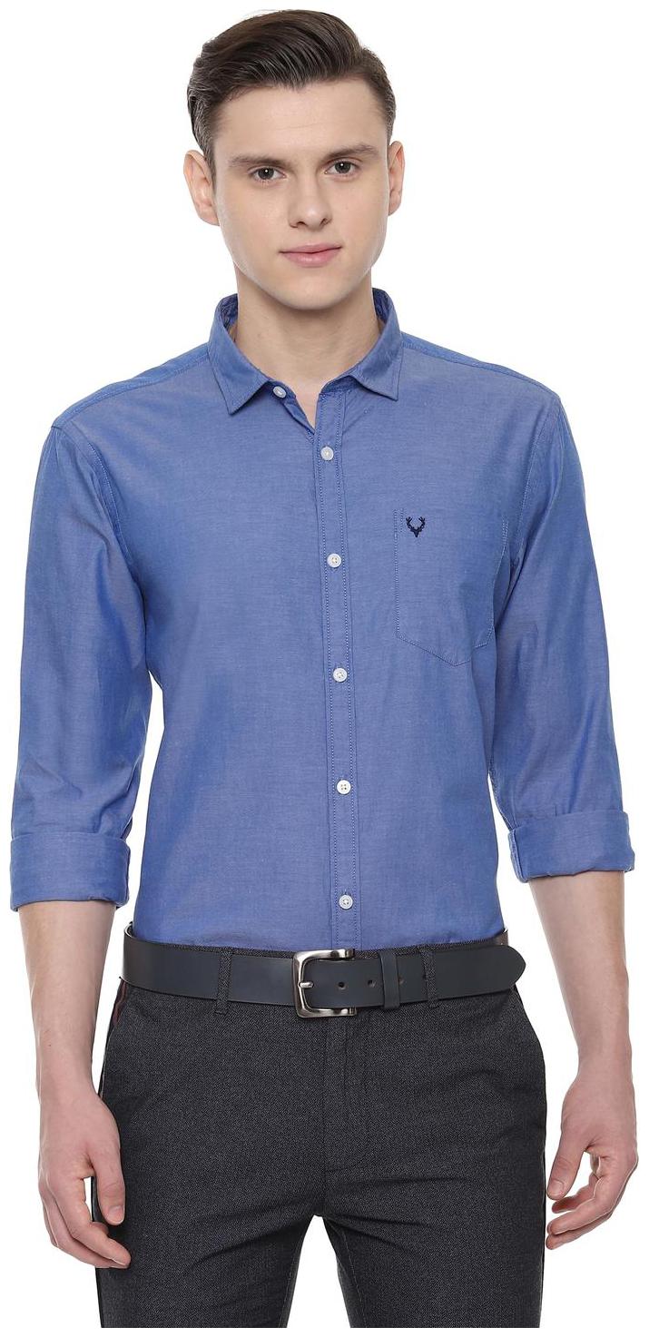 

Allen Solly Men Blue Solid Regular Fit Casual Shirt