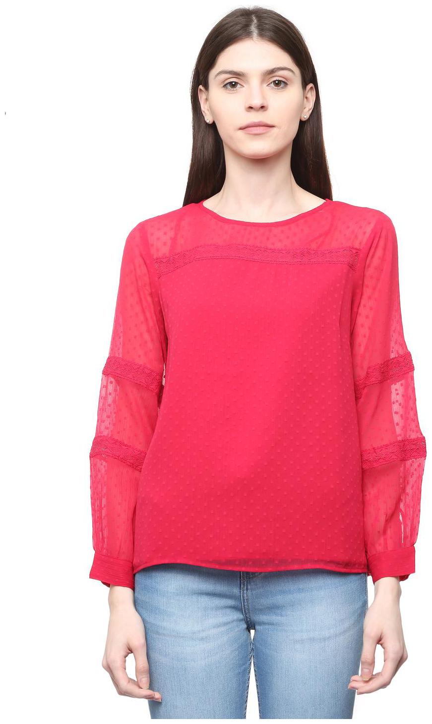 

Allen Solly Women Pink Regular fit Round neck Polyester T shirt