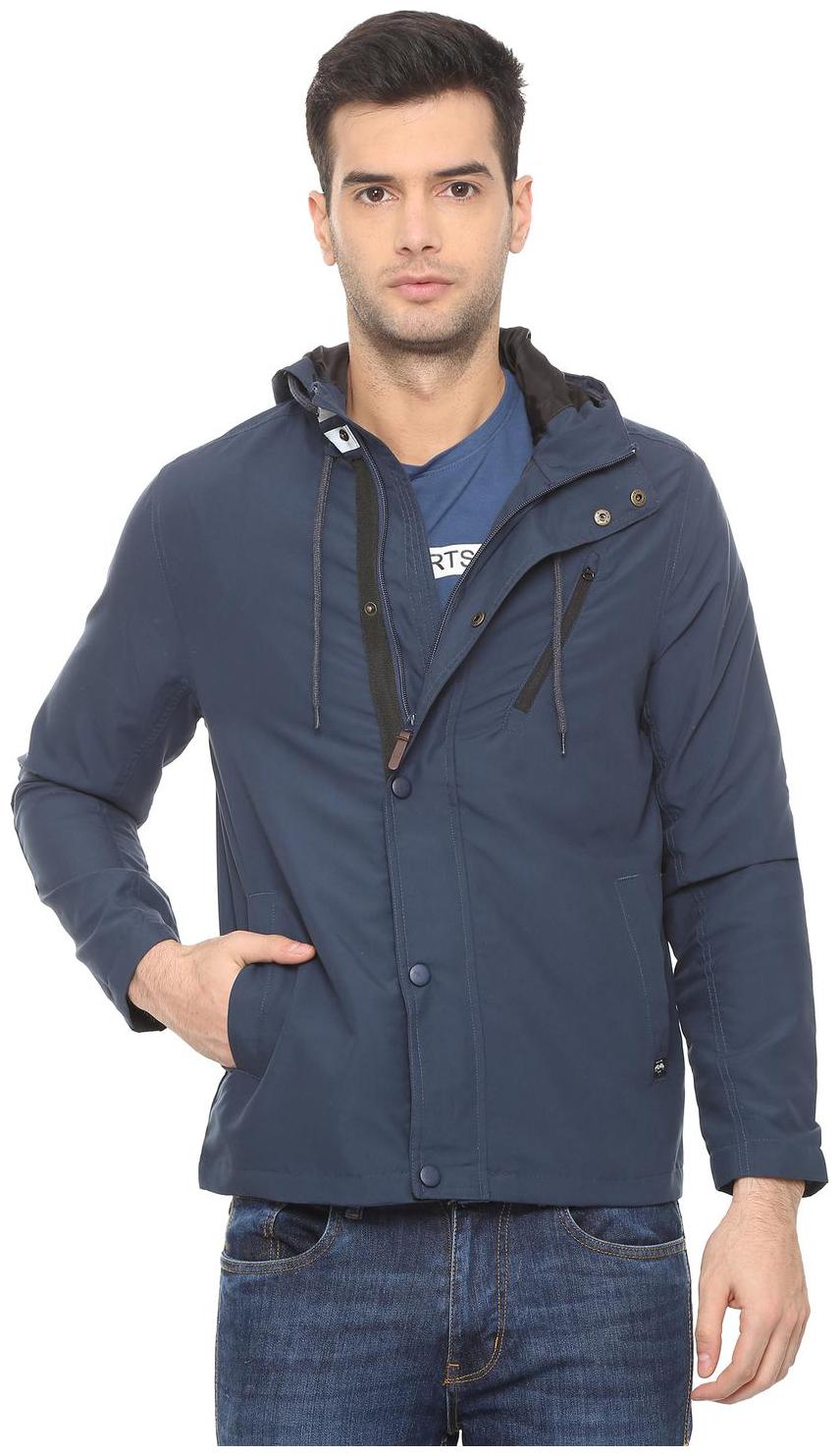 

Allen Solly Men Blue Solid Bomber jacket