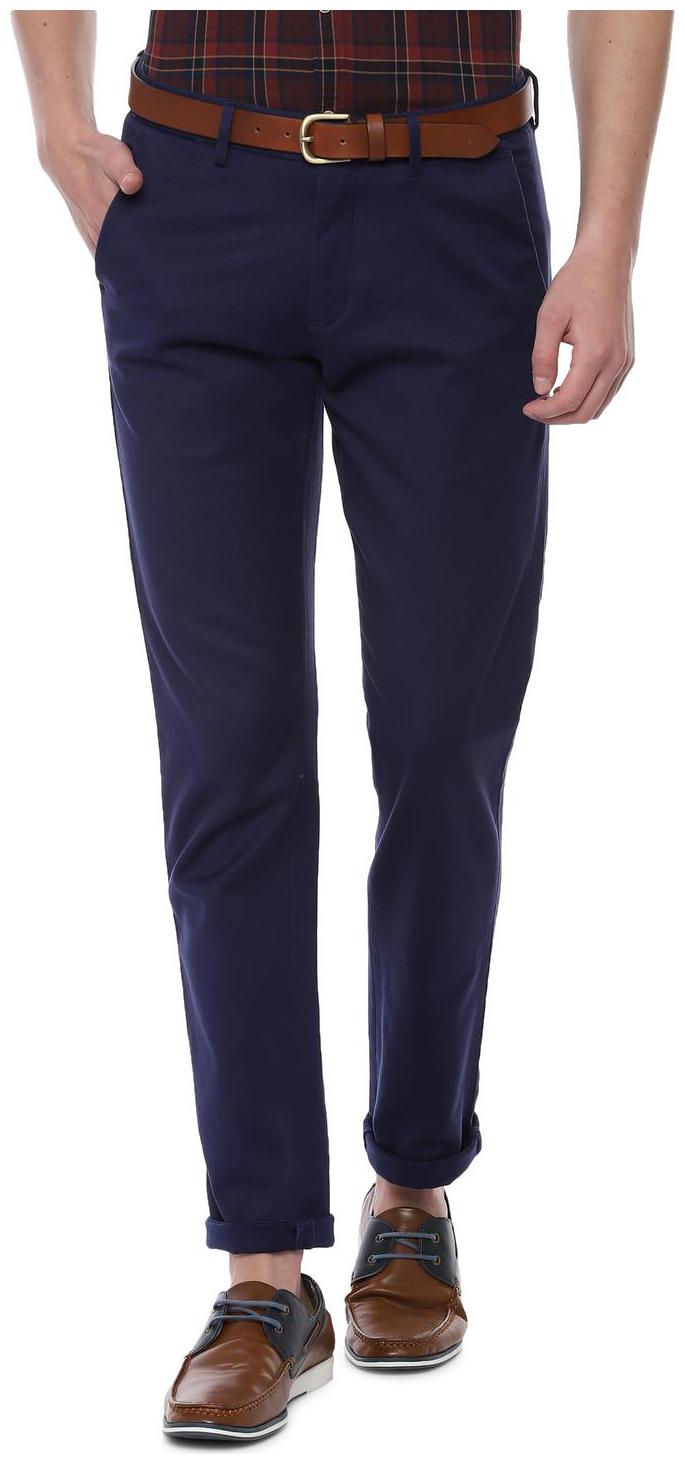 

Allen Solly Men Blue Textured Slim fit Regular trousers