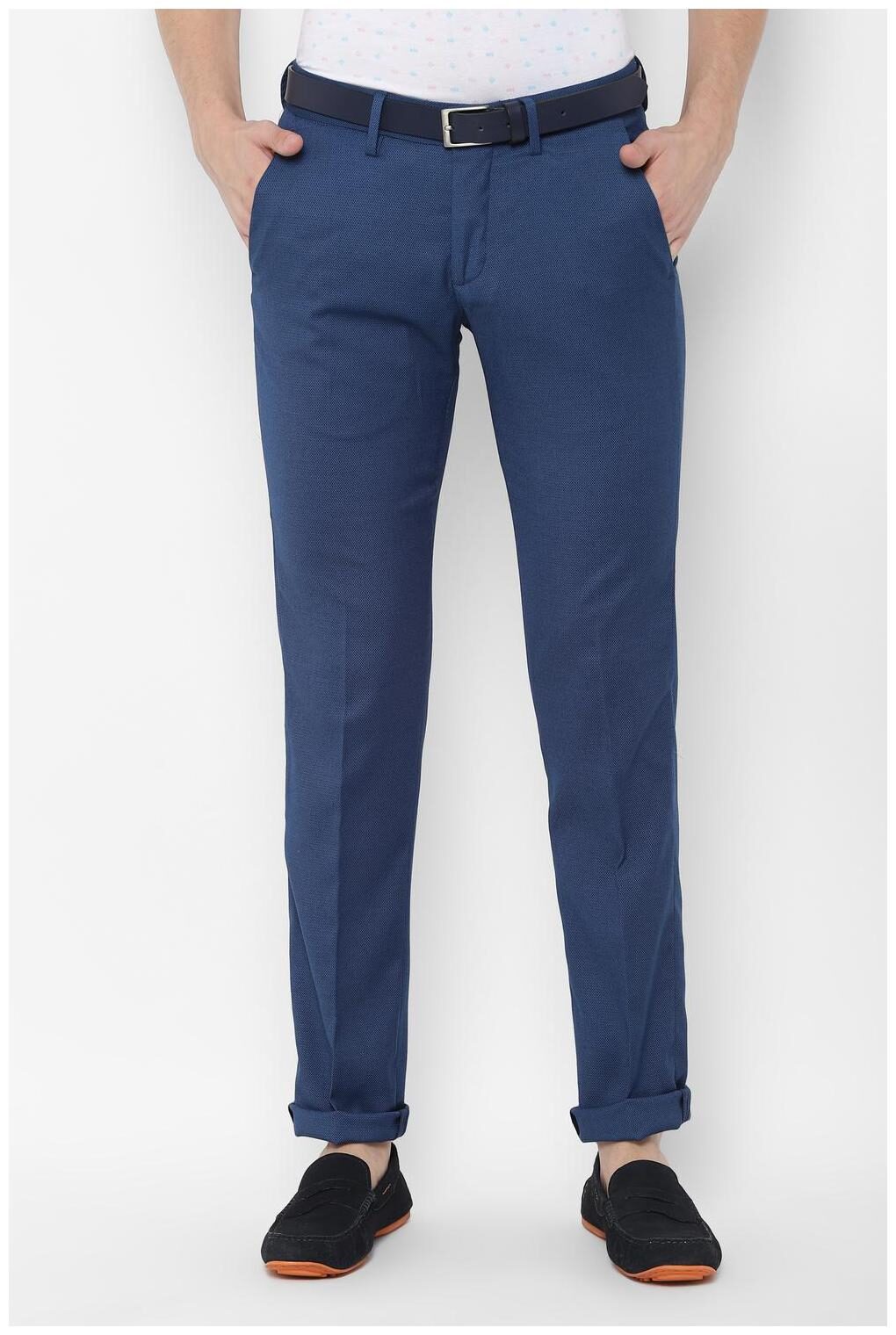 

Allen Solly Men Blue Textured Slim fit Regular trousers