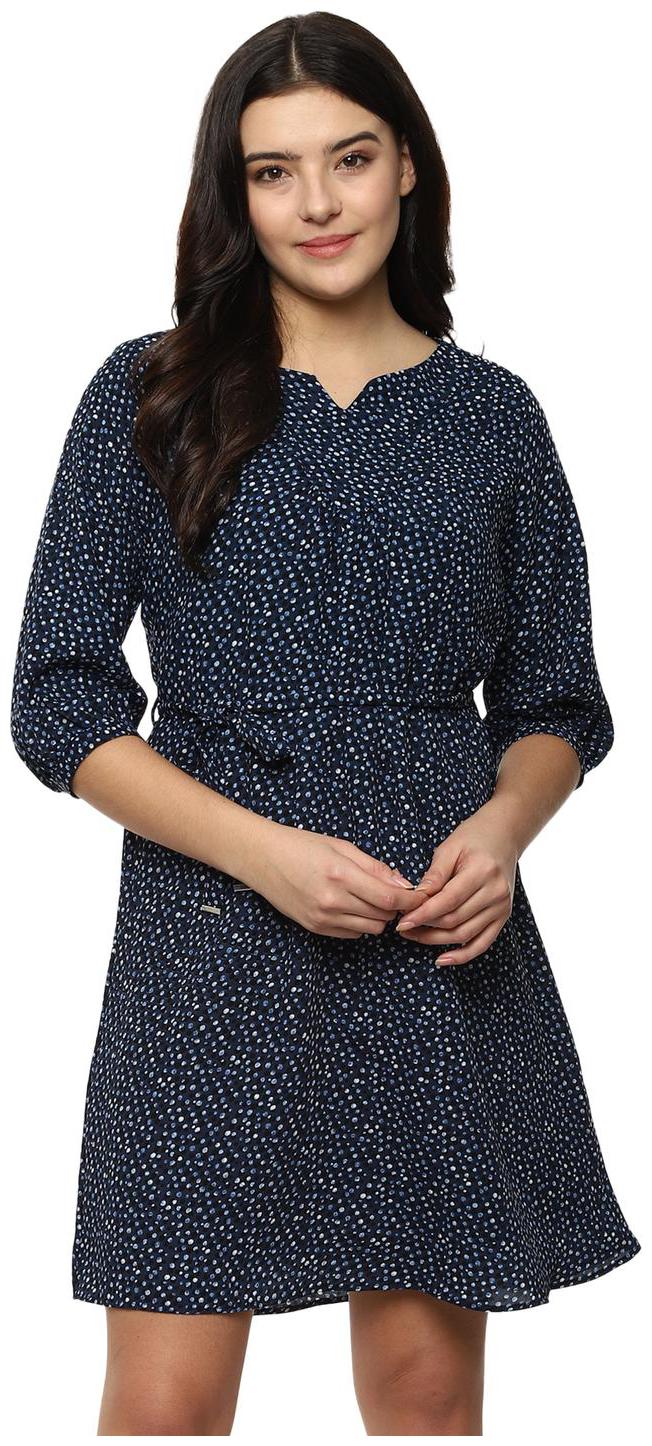 

Allen Solly Navy Printed Fit flare dress