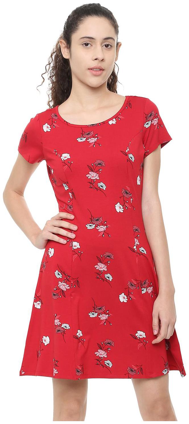 

Allen Solly Red Printed A-line dress
