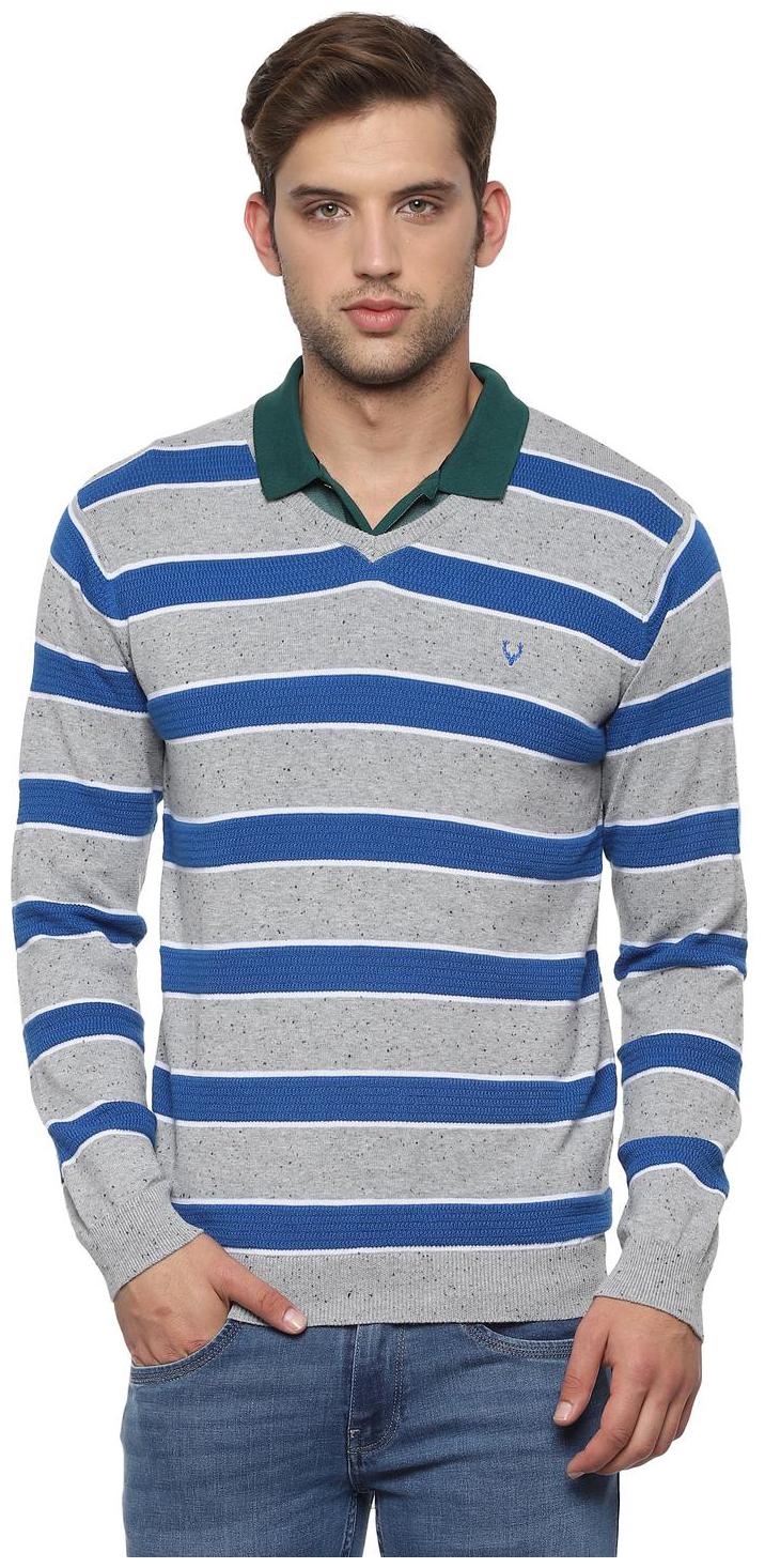 

Allen Solly Men Grey Blue V neck Pullover