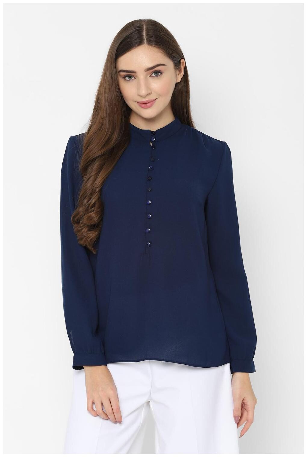 

Allen Solly Women Solid Regular top - Blue