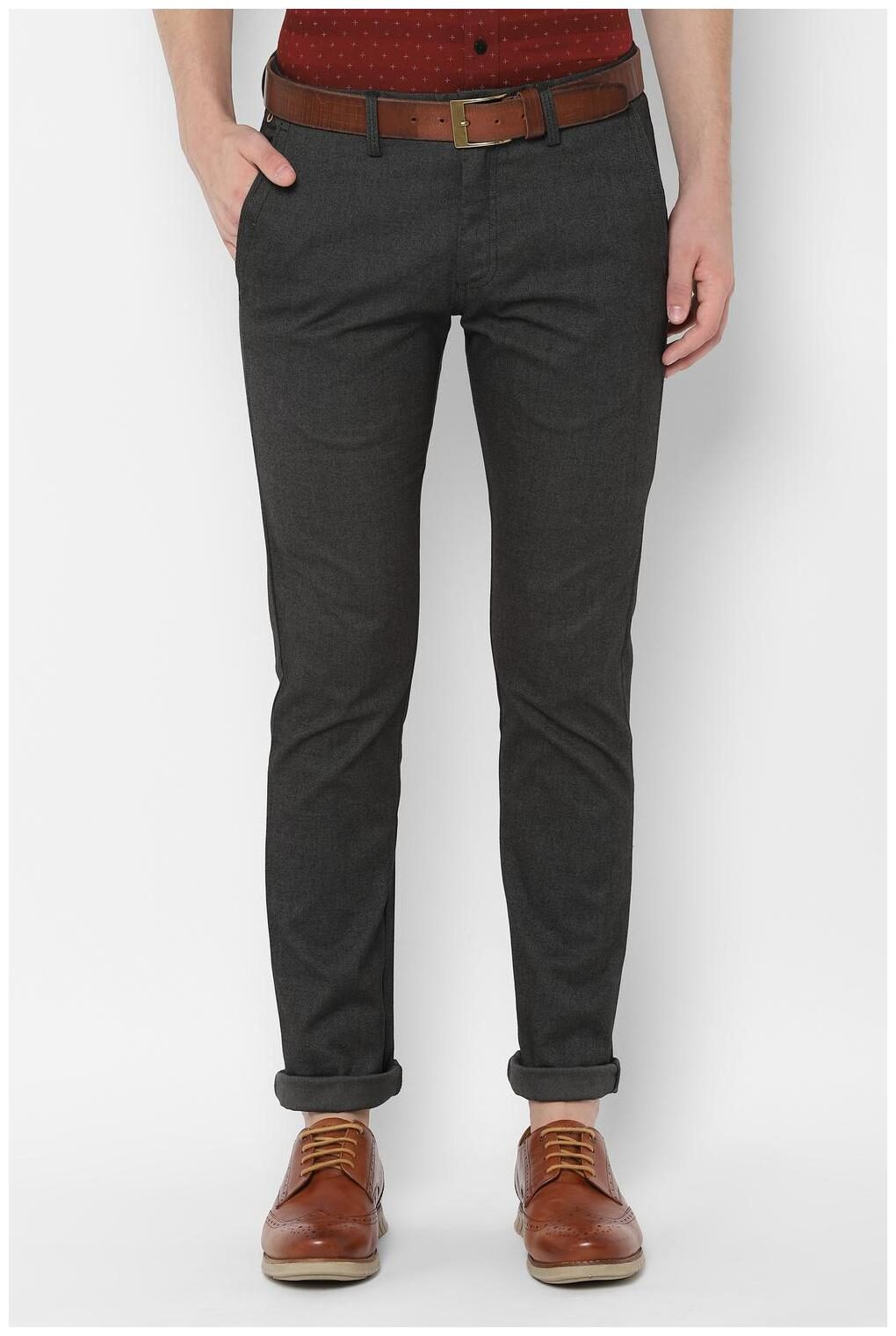 

Allen Solly Men Grey Textured Slim fit Regular trousers