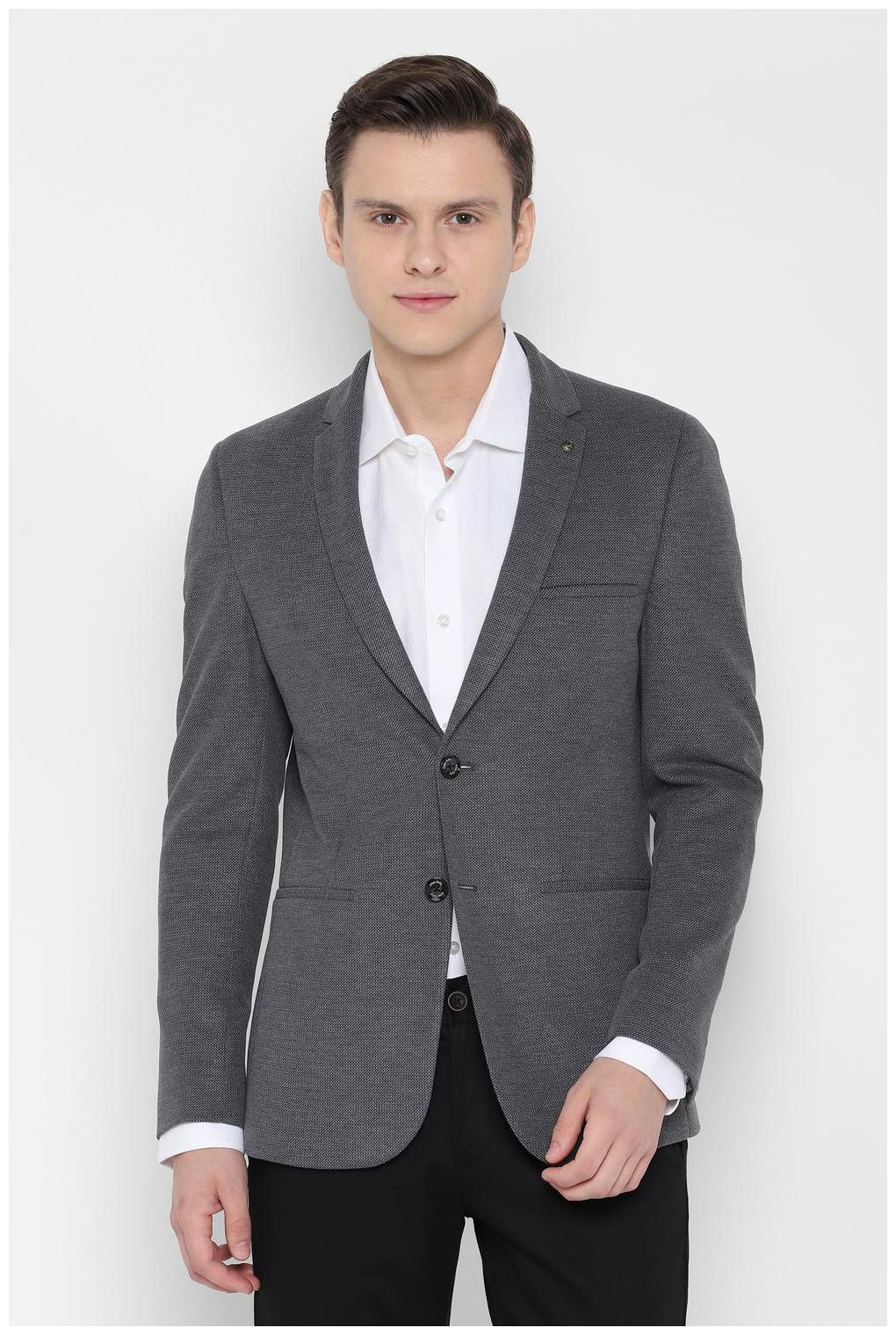 

Allen Solly Men Grey Textured Slim fit Single Breasted Blazer