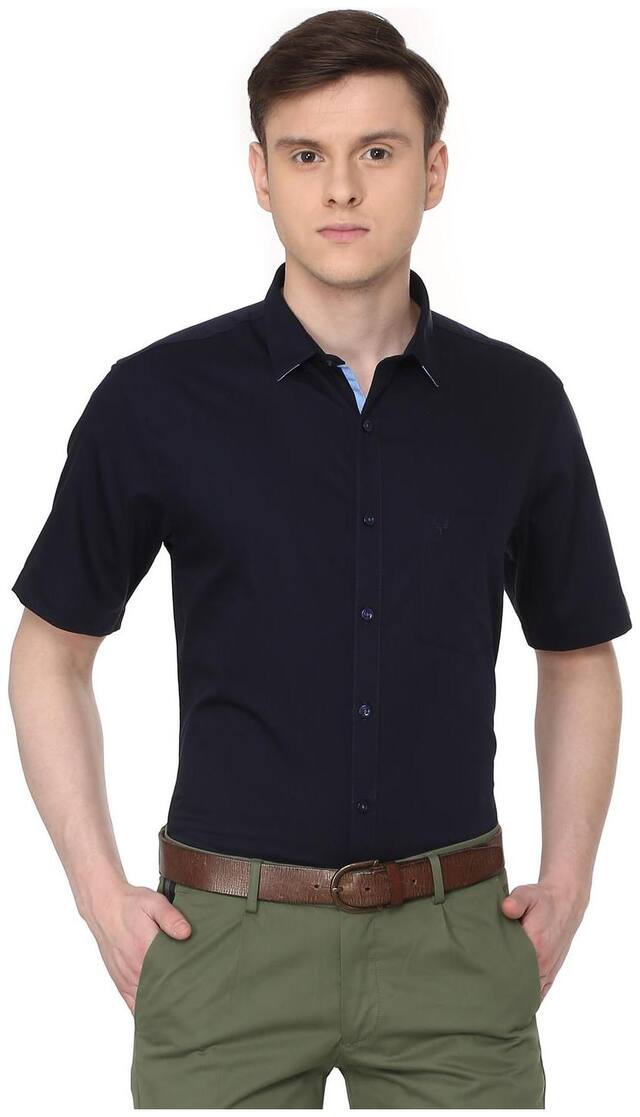 Allen Solly Men Blue Solid Regular Fit Casual Shirt