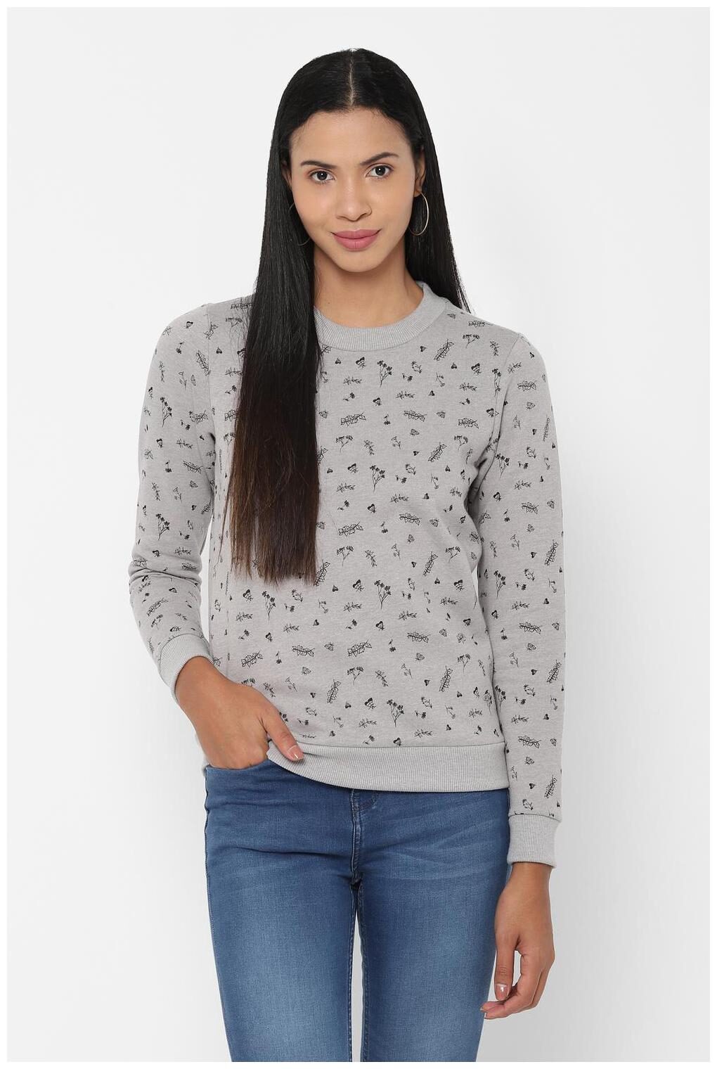 

Allen Solly Women Printed Sweatshirt - Grey
