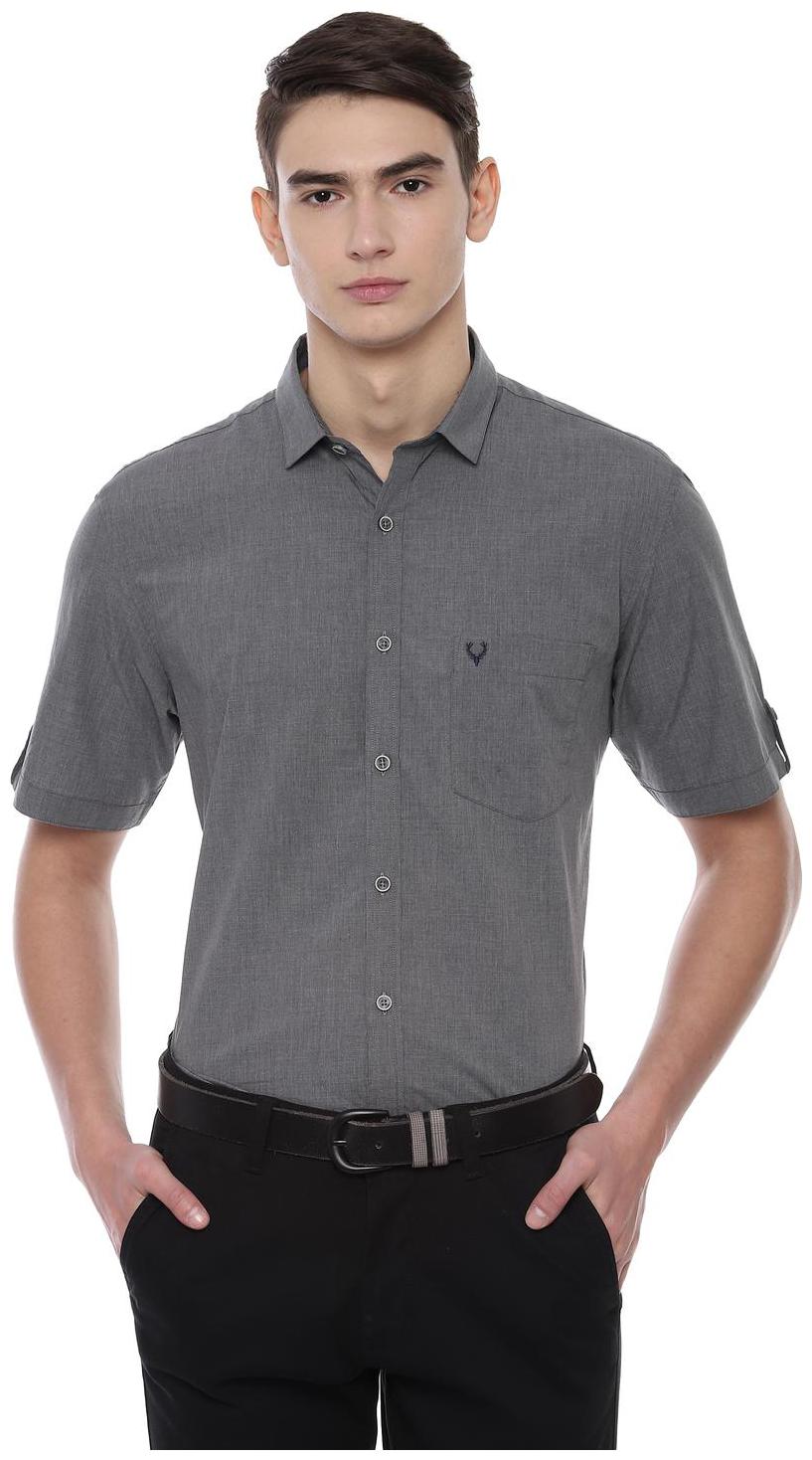 

Allen Solly Men Grey Solid Slim Fit Casual Shirt