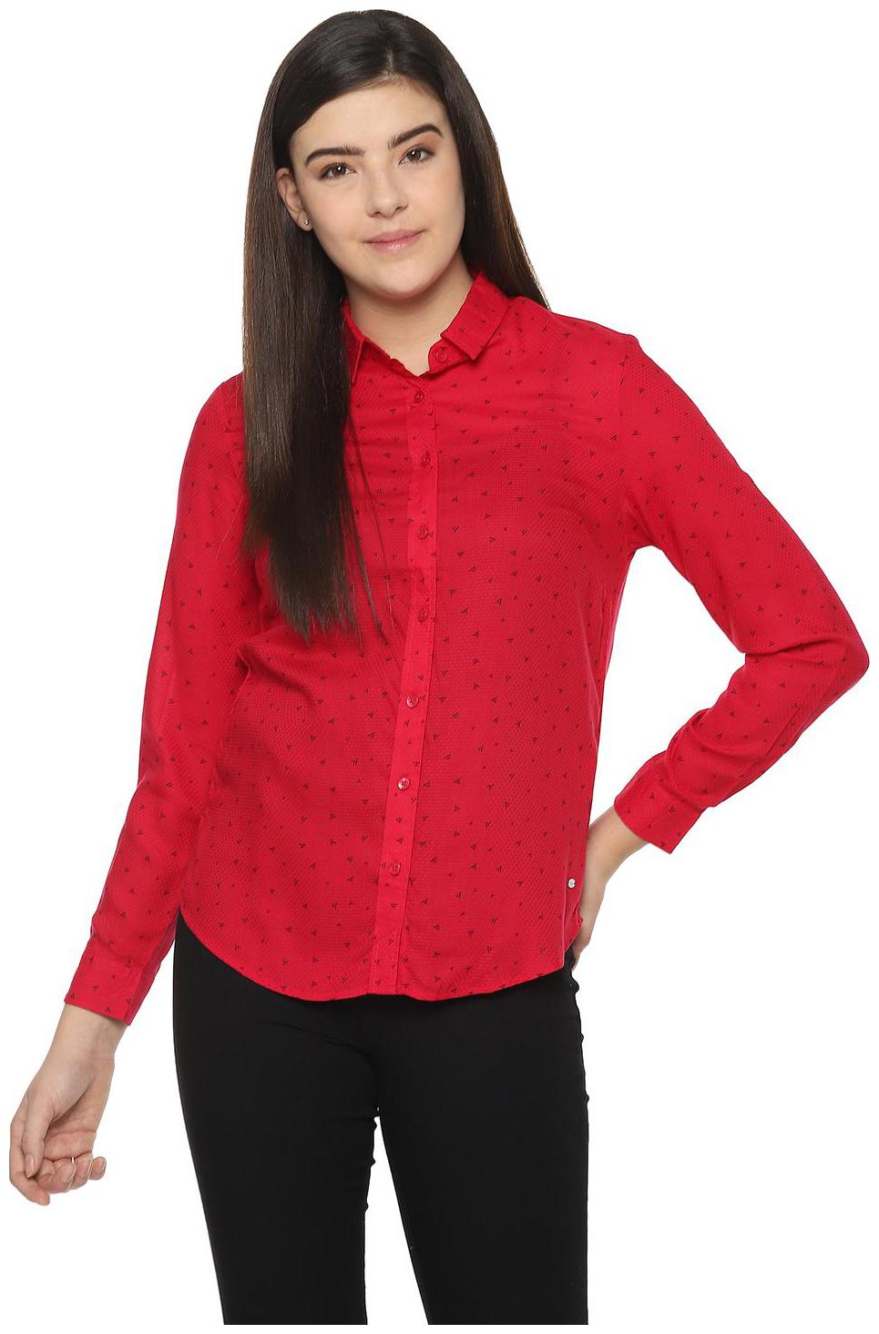 

Allen Solly Women Red Printed Regular Fit Shirt