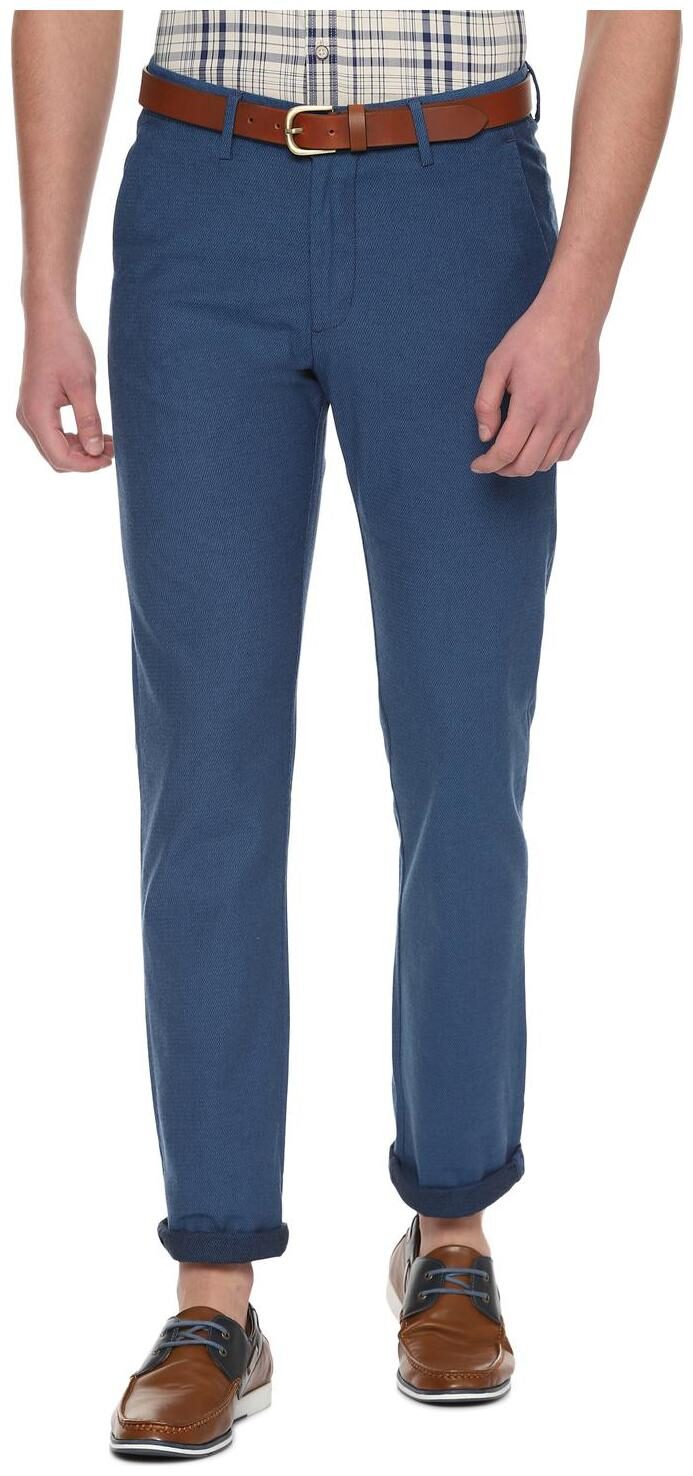 

Allen Solly Men Blue Textured Regular fit Regular trousers