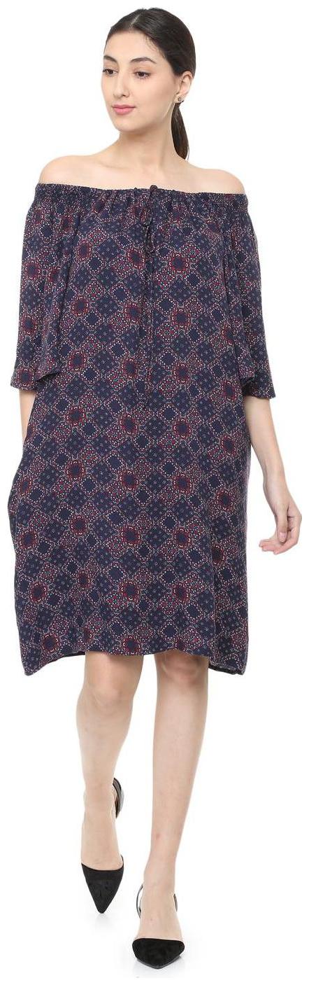 

Allen Solly Blue Printed A-line dress