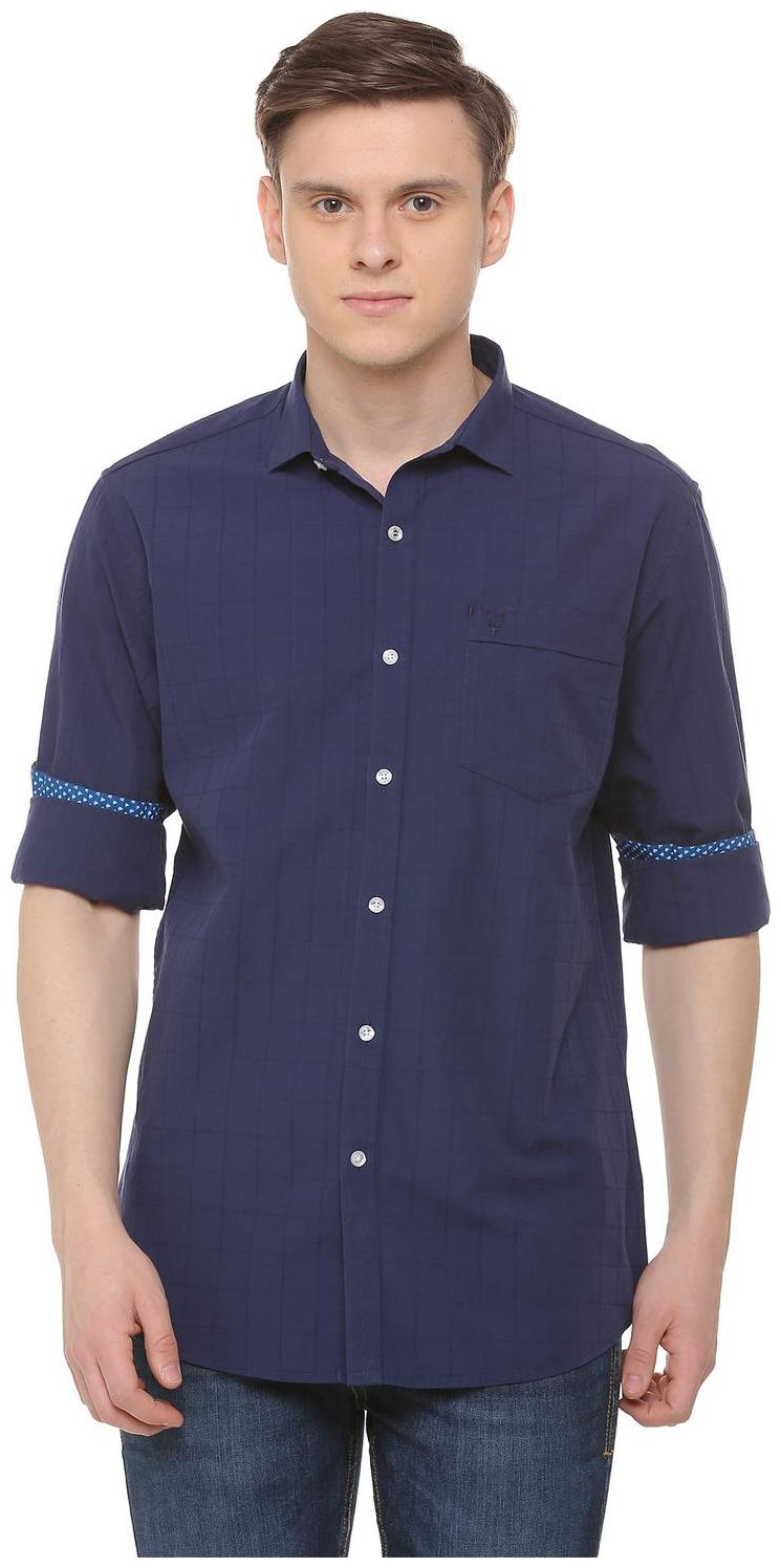

Allen Solly Men Blue Checked Slim Fit Casual Shirt
