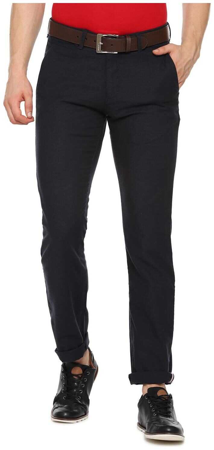 

Allen Solly Men Blue Textured Slim fit Regular trousers