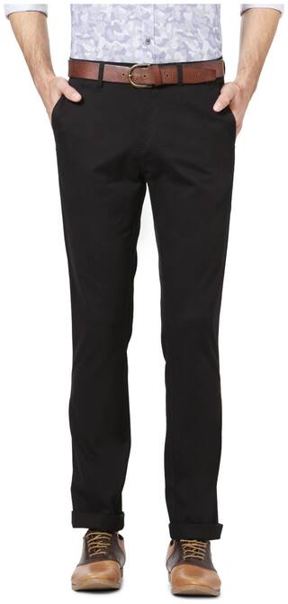 Allen Solly Men Black Solid Regular fit Regular trousers