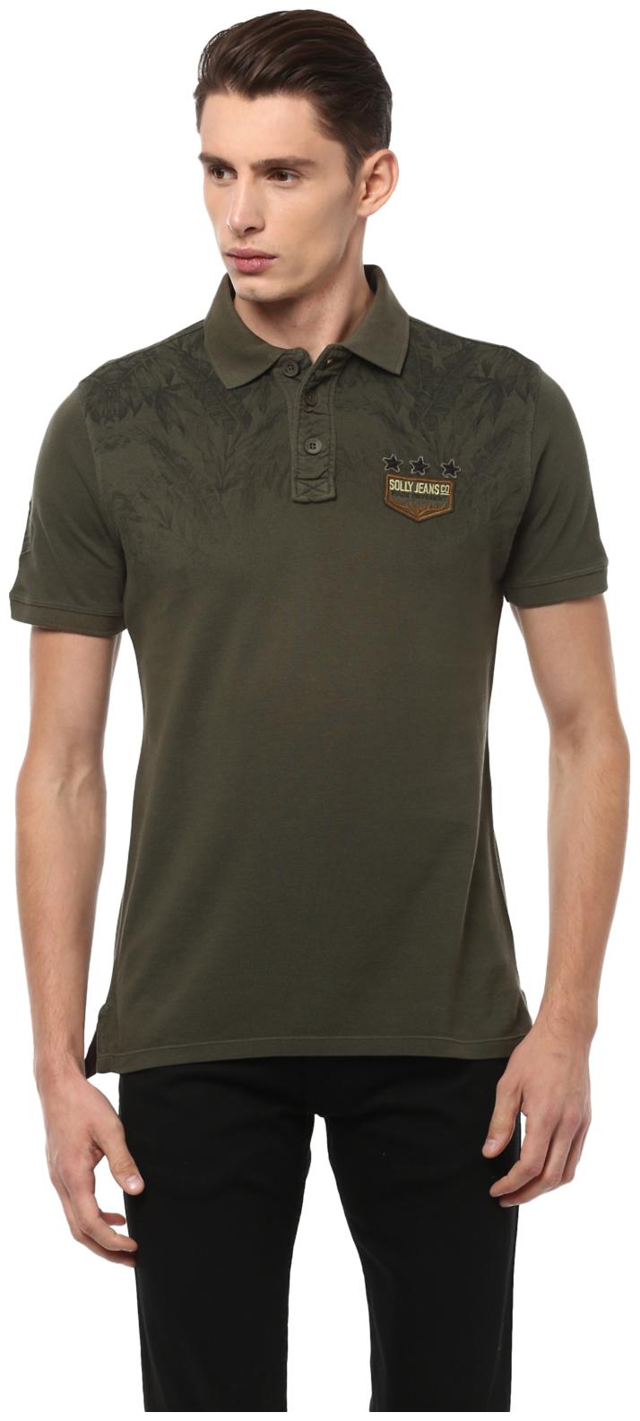 

Allen Solly Men s Regular Fit Polo Printed T-Shirt - Green