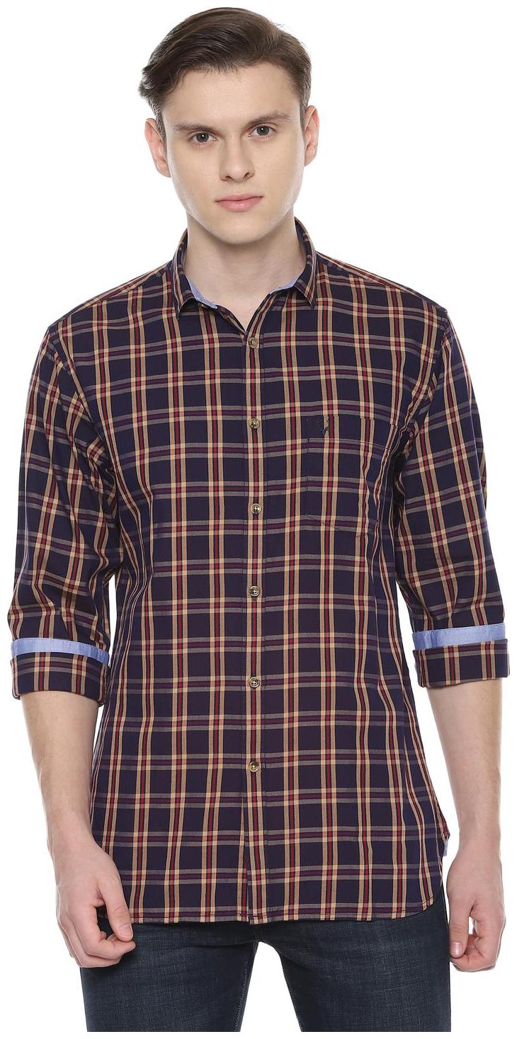

Allen Solly Men Blue Checked Slim Fit Casual Shirt