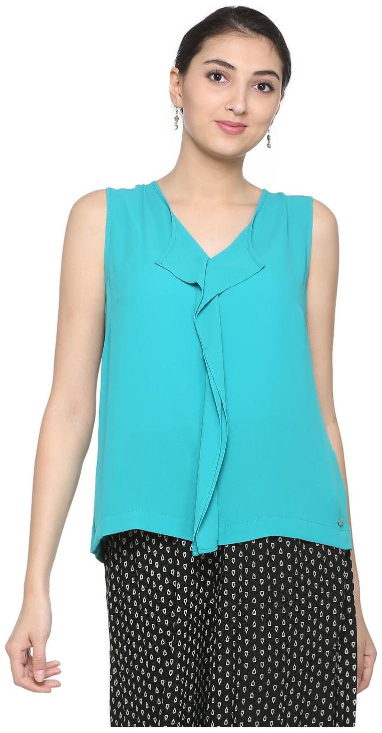 

Allen Solly Women Solid A-line top - Blue