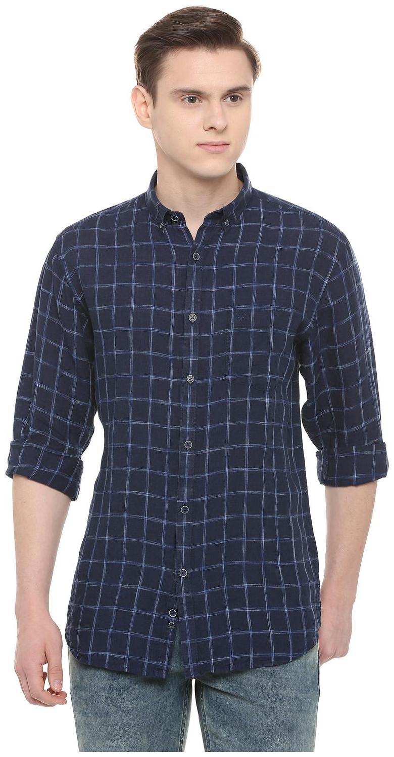 

Allen Solly Men Blue Checked Slim Fit Casual Shirt