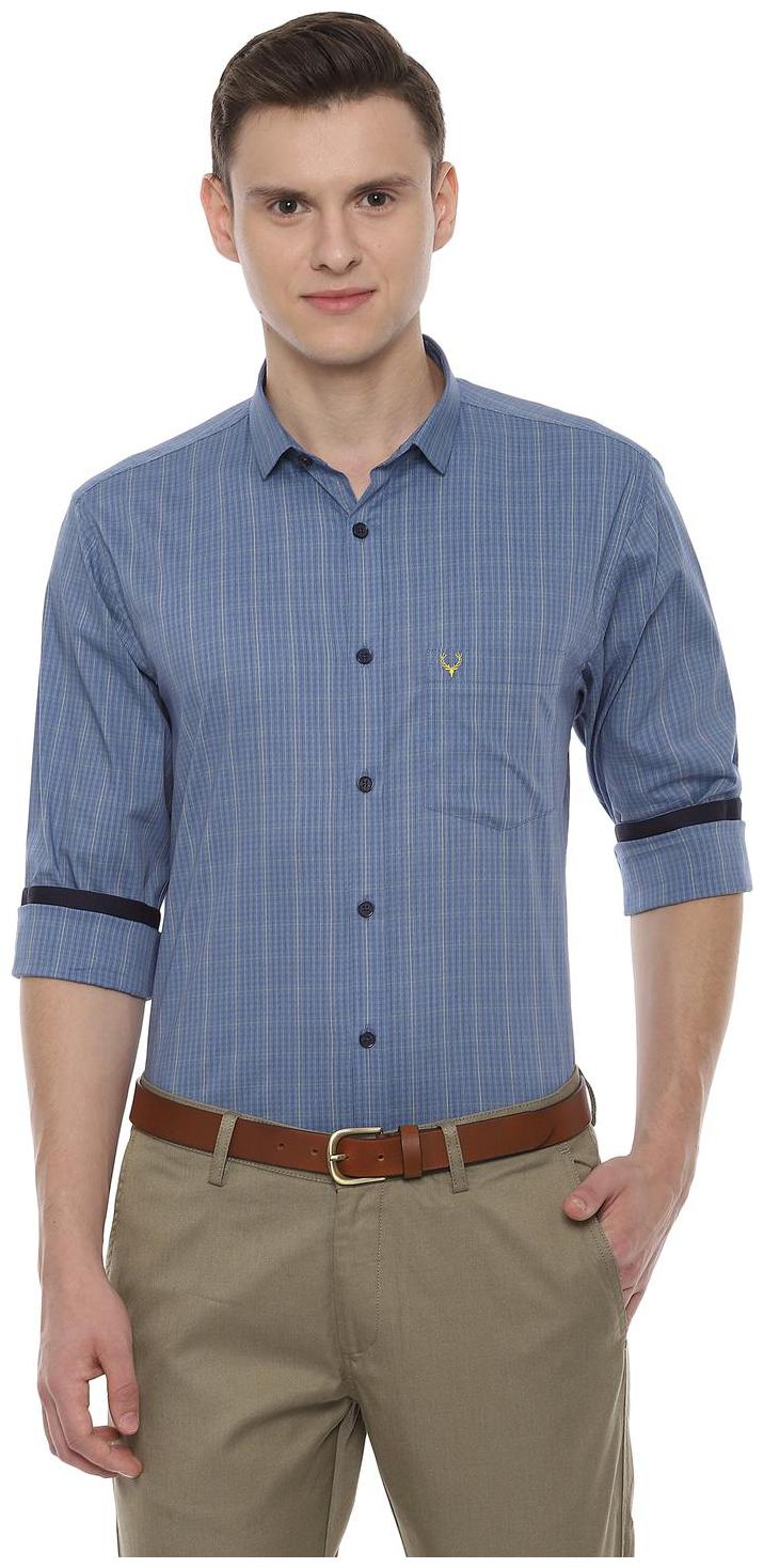 

Allen Solly Men Blue Checked Slim Fit Casual Shirt