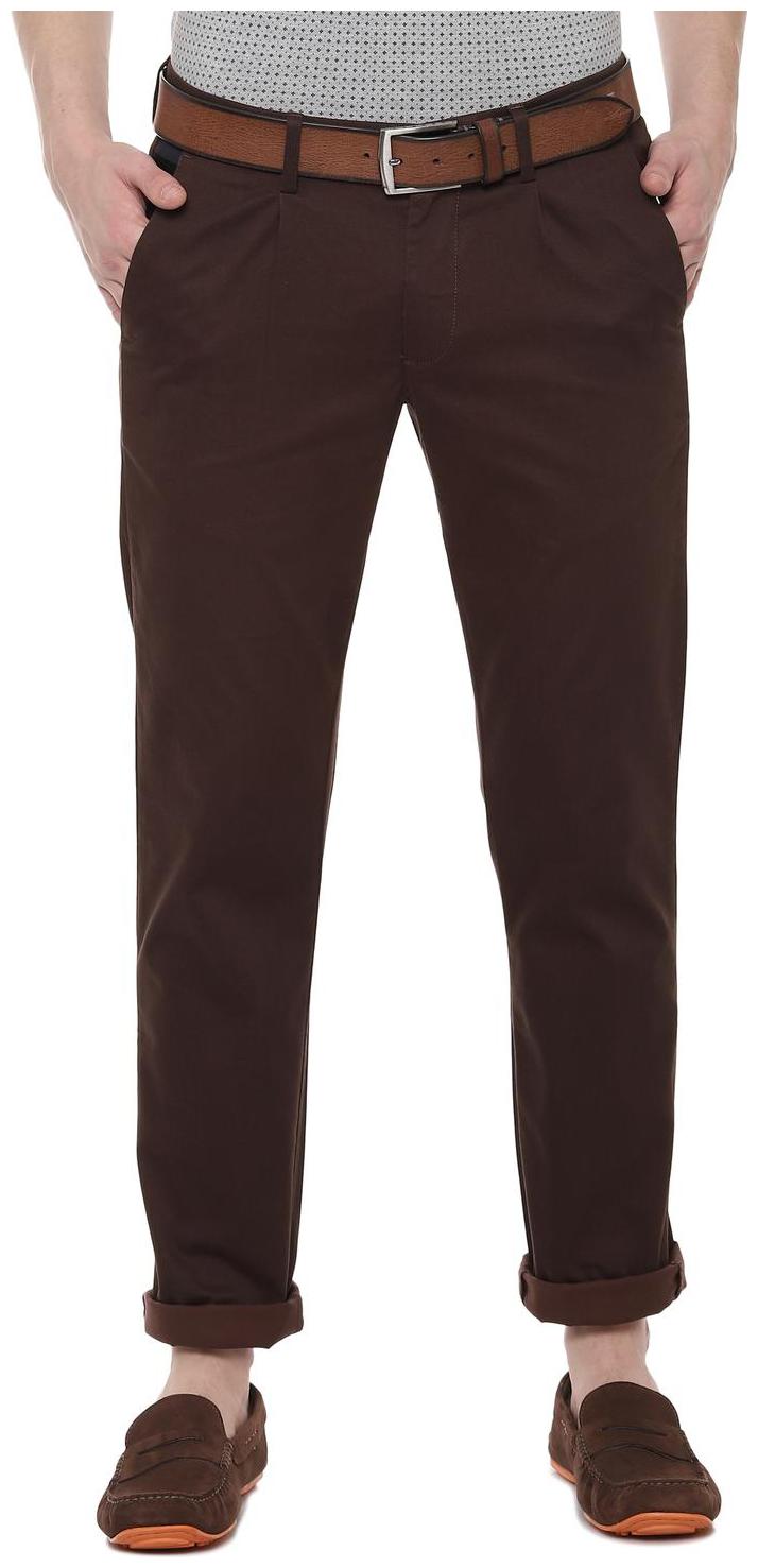 

Allen Solly Men Brown Textured Slim fit Regular trousers