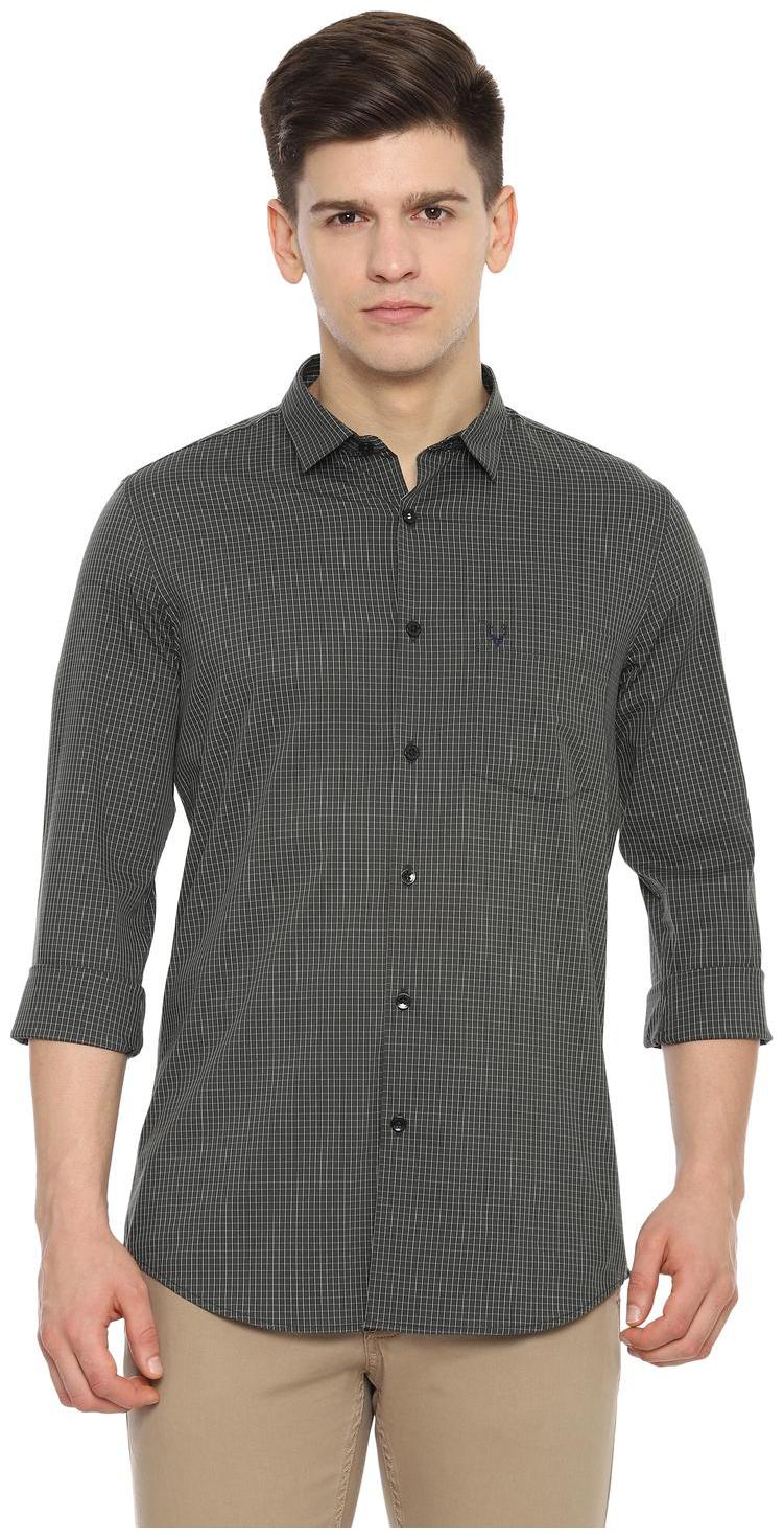 

Allen Solly Men Grey Checked Slim Fit Casual Shirt