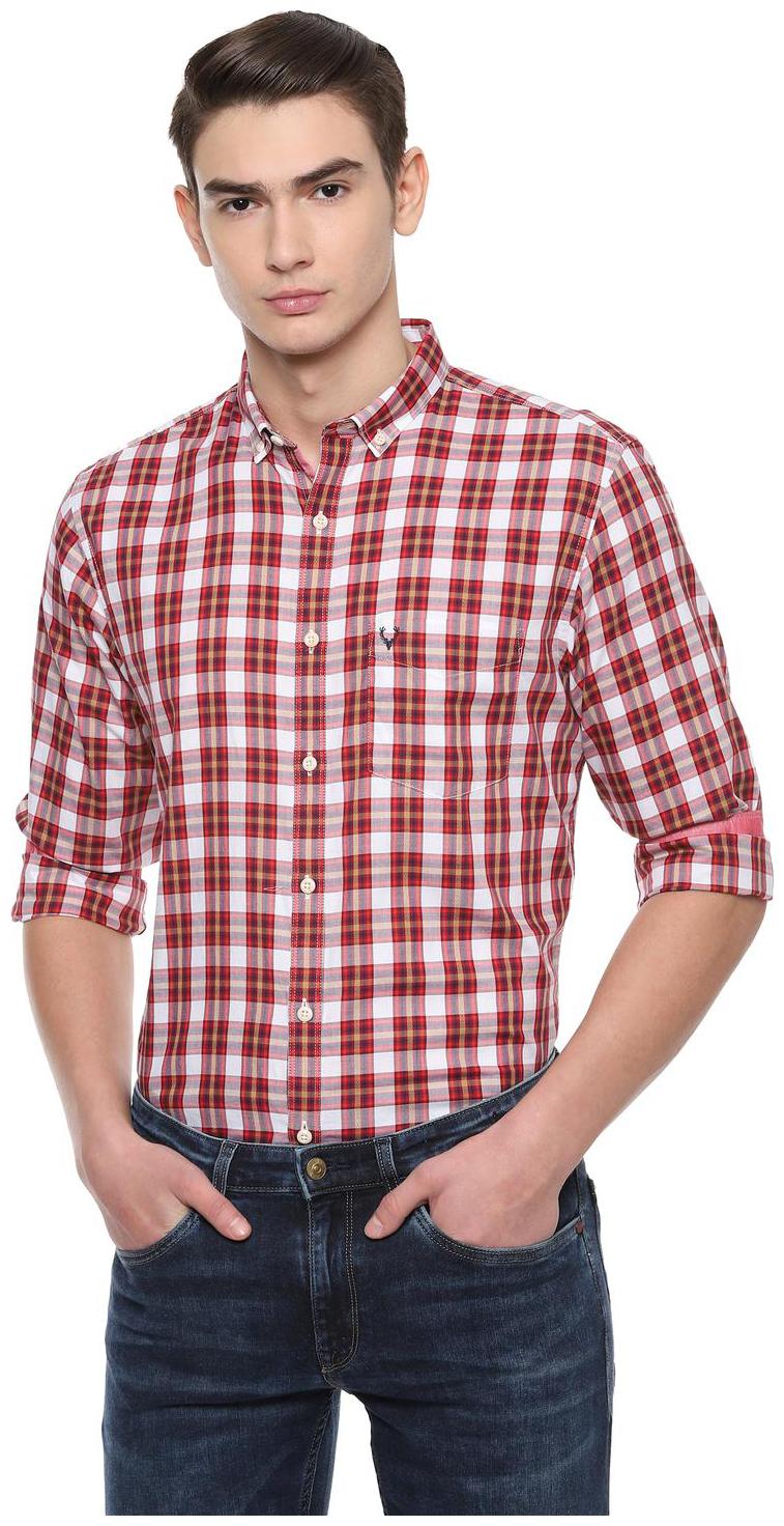 

Allen Solly Men Red Checked Slim Fit Casual Shirt