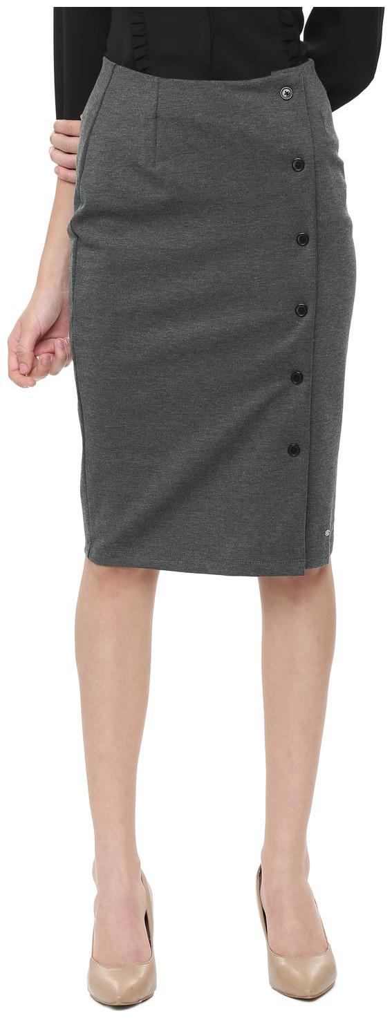 

Allen Solly Self design A-line skirt Midi Skirt - Grey