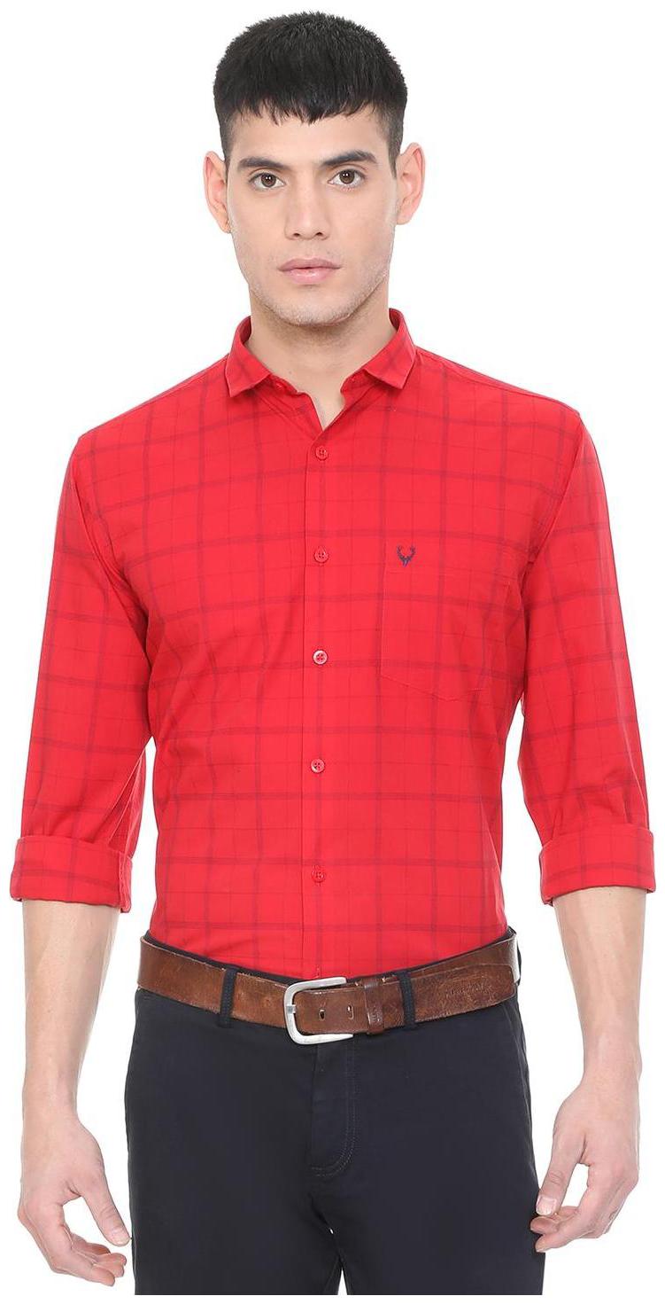 

Allen Solly Men Red Checked Slim Fit Casual Shirt