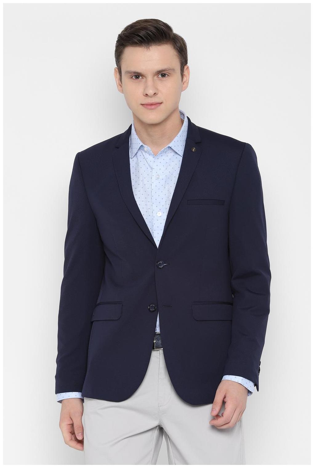 

Allen Solly Men Blue Textured Slim fit Single Breasted Blazer