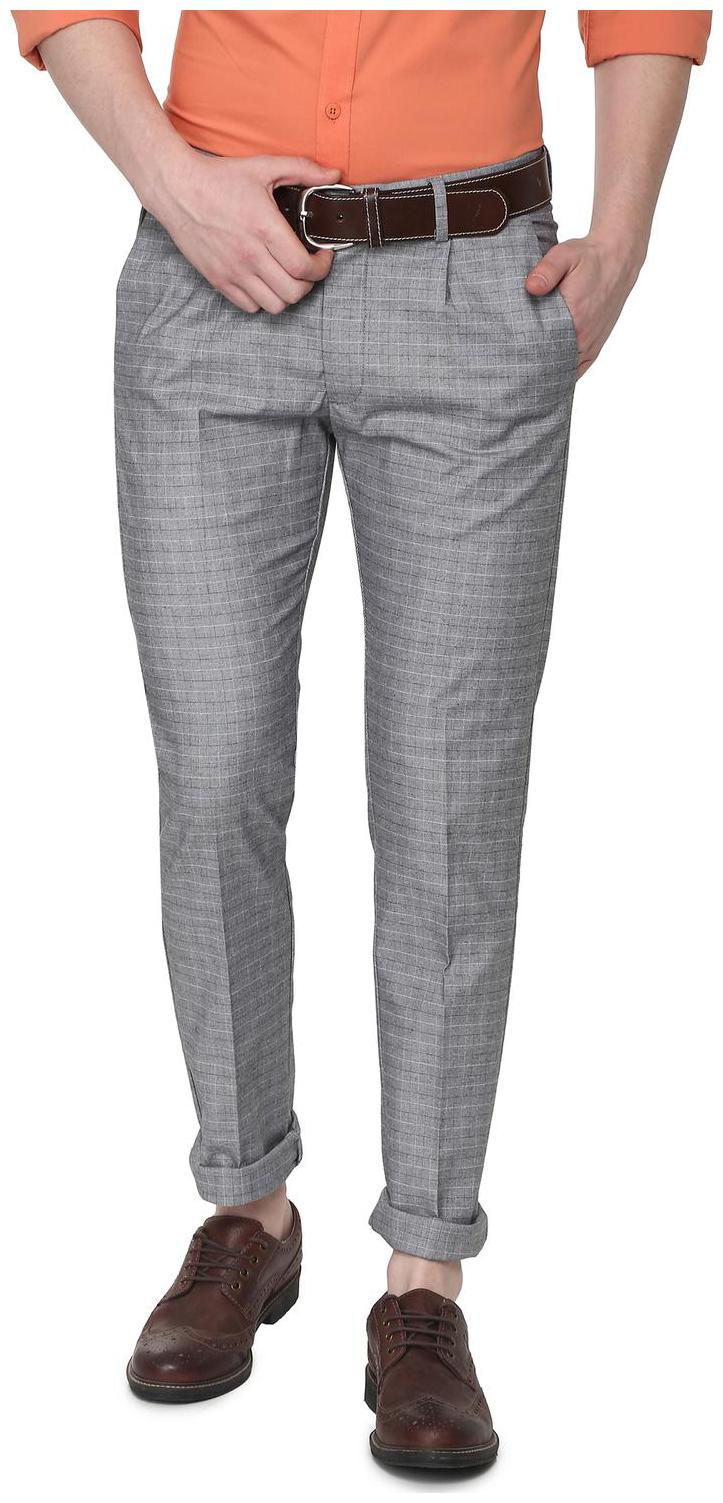 

Allen Solly Men Grey Textured Slim fit Regular trousers