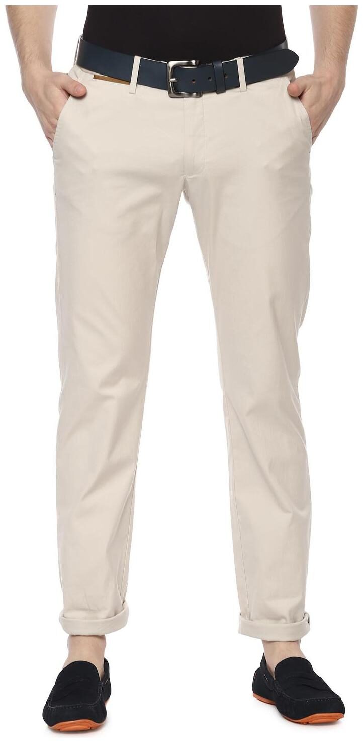 

Allen Solly Men Cream Solid Slim fit Regular trousers