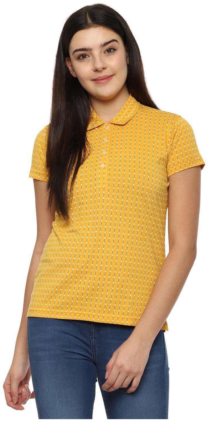 

Allen Solly Women Yellow Regular fit Polo neck Viscose rayon T shirt