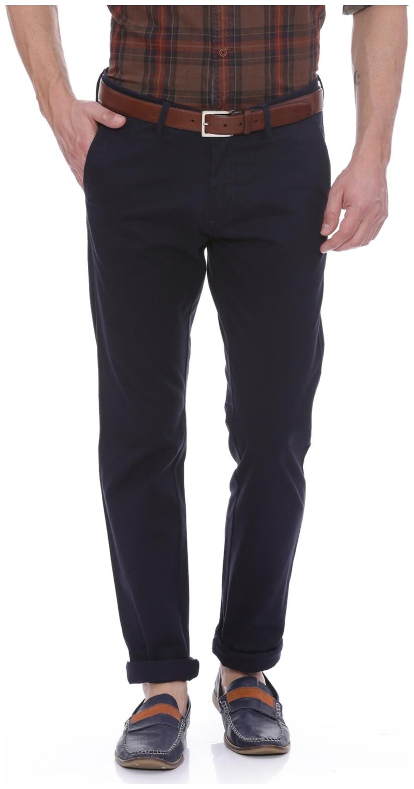 

Allen Solly Men Blue Solid Regular fit Regular trousers
