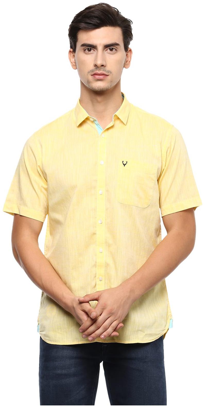 

Allen Solly Men Yellow Abstract Slim Fit Casual Shirt