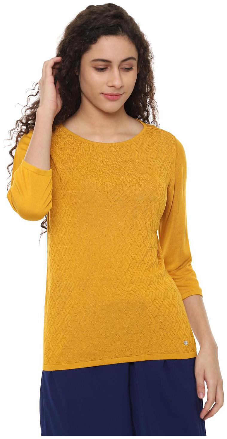 

Allen Solly Women Self design Regular top - Yellow