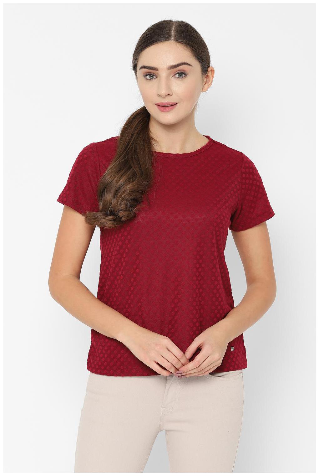 

Allen Solly Women Solid Regular top - Maroon