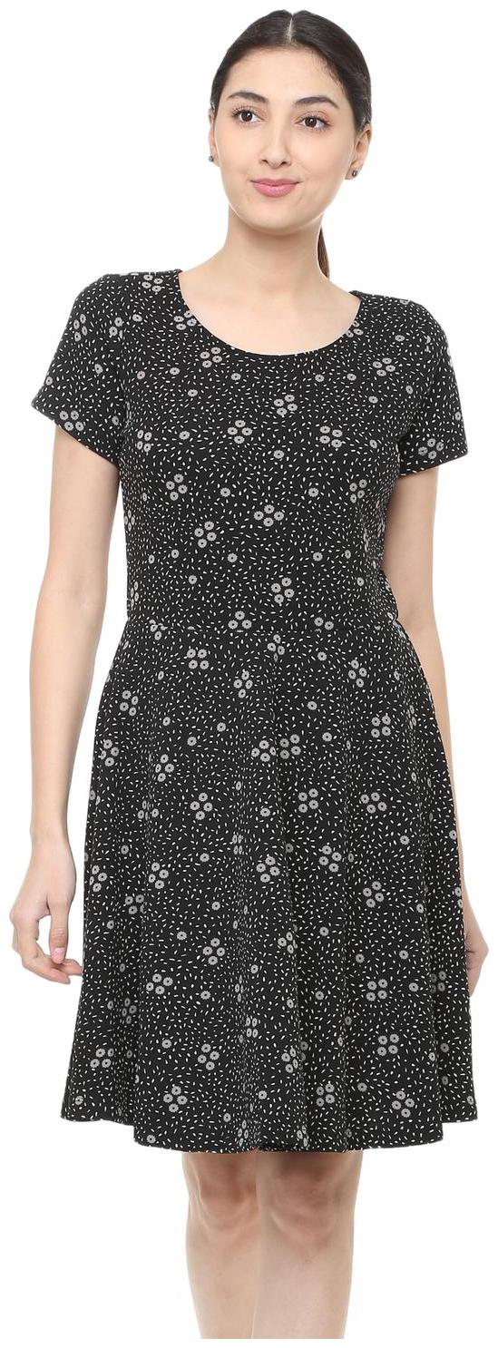 

Allen Solly Black Printed A-line dress