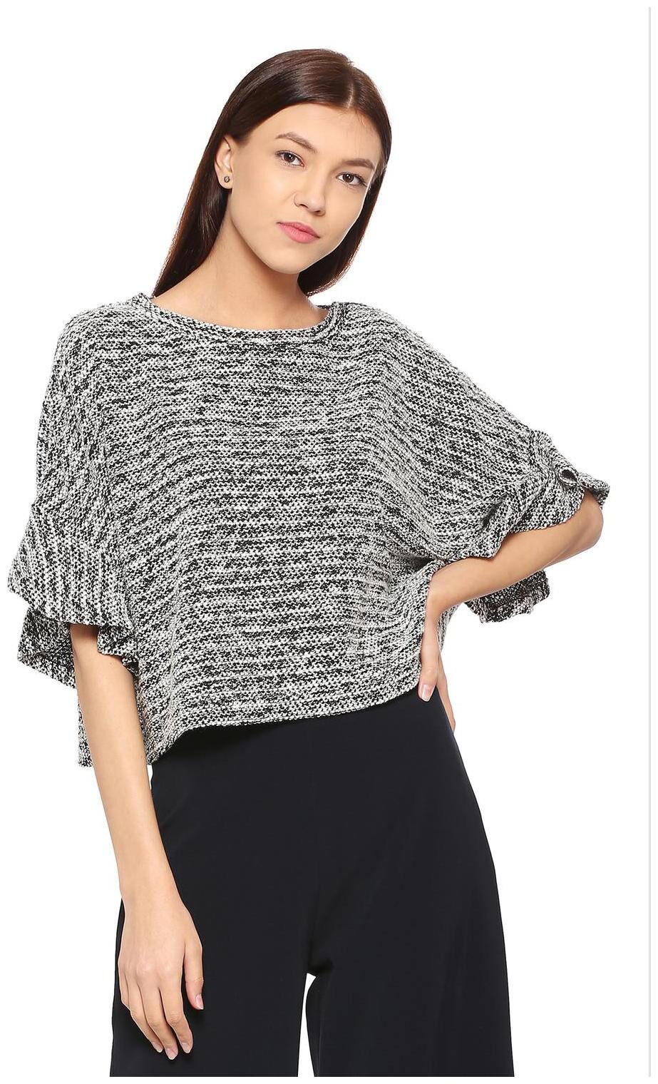 

Allen Solly Women Self design Regular top - Grey