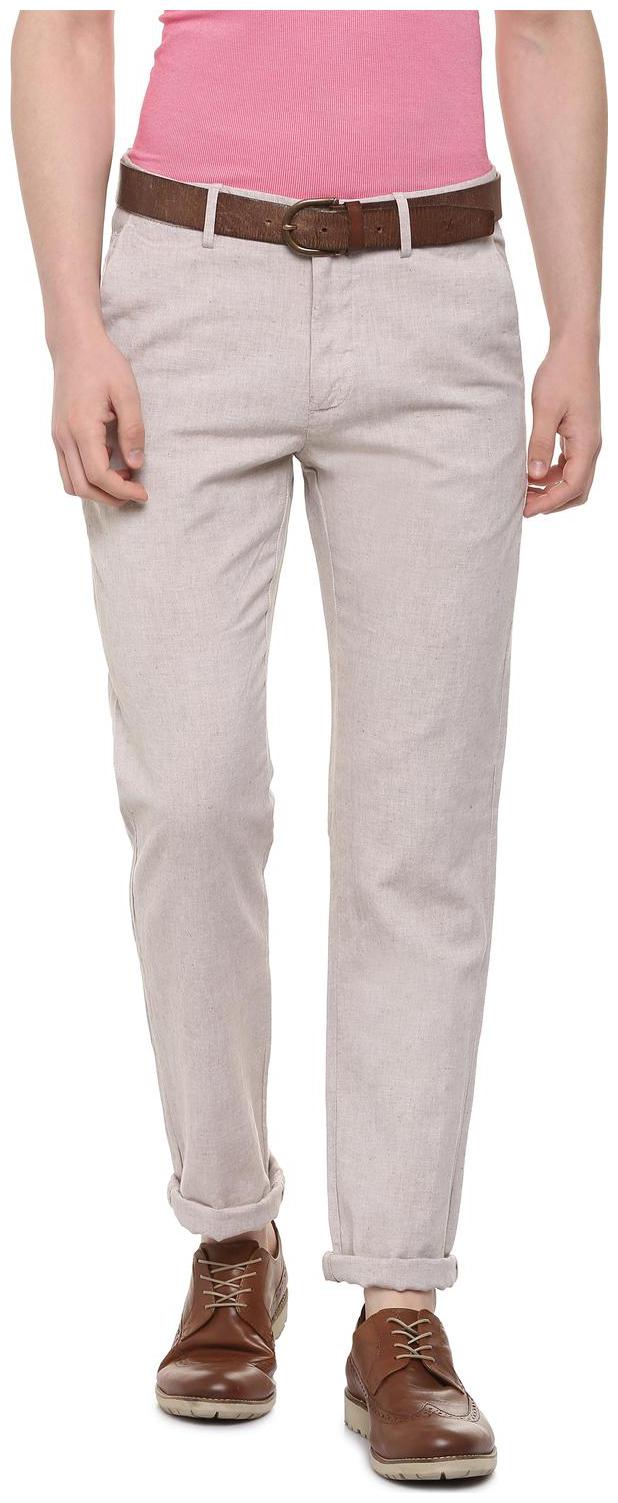 

Allen Solly Men Cream Textured Regular fit Regular trousers
