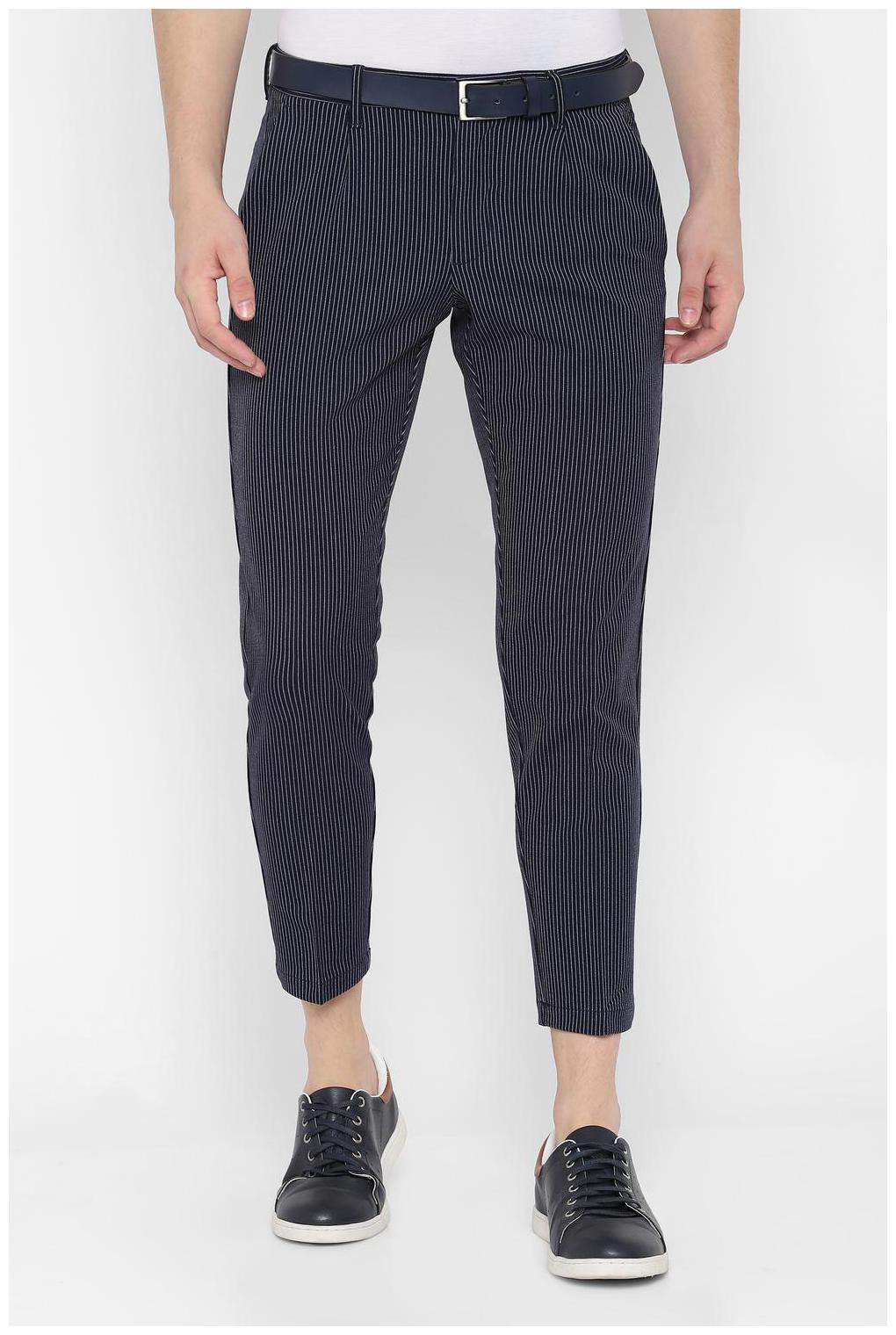 

Allen Solly Men Blue Striped Slim fit Regular trousers