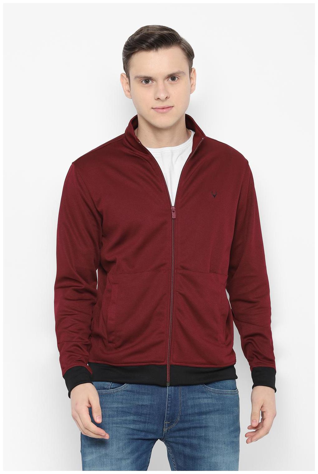 

Allen Solly Men Maroon High neck Sweatshirt