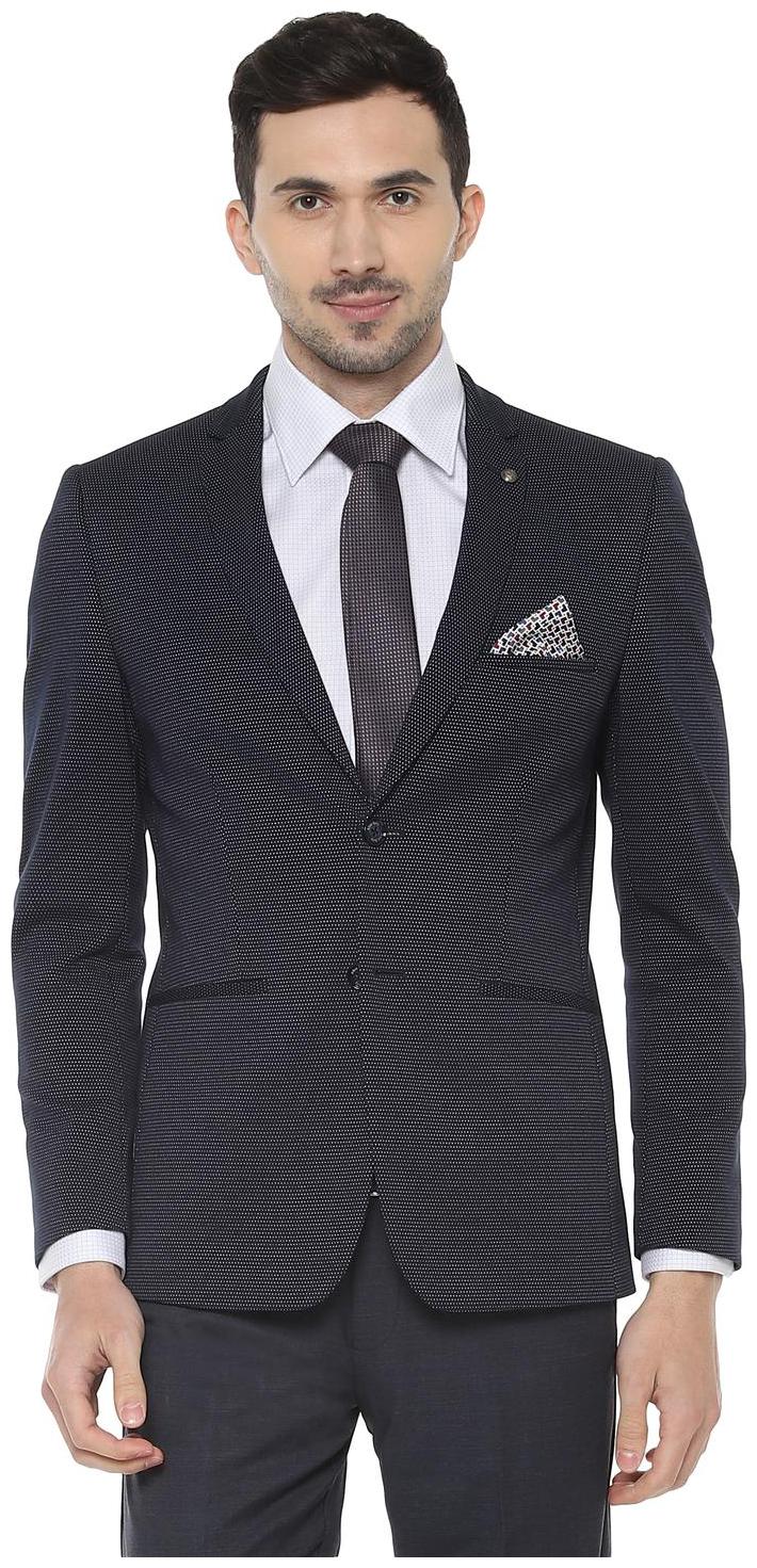 

Allen Solly Men Black Textured Super slim fit Single Breasted Blazer