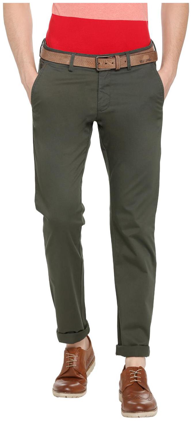 

Allen Solly Men Green Textured Slim fit Regular trousers