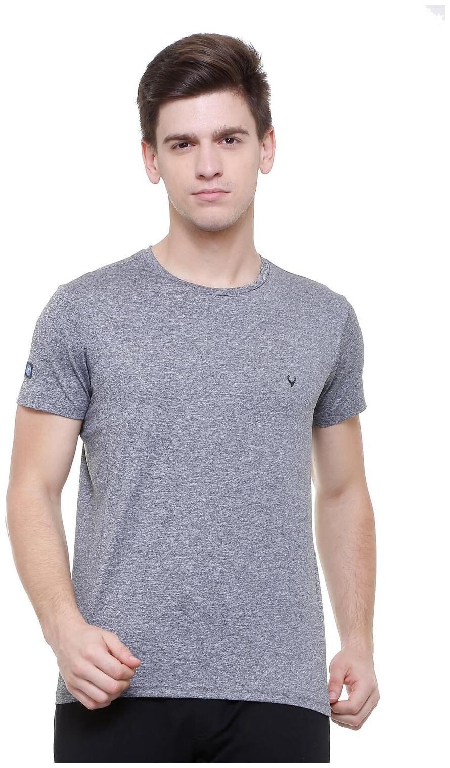 

Allen Solly Men Grey Regular fit Cotton Blend Round neck T-Shirt - Pack Of 1