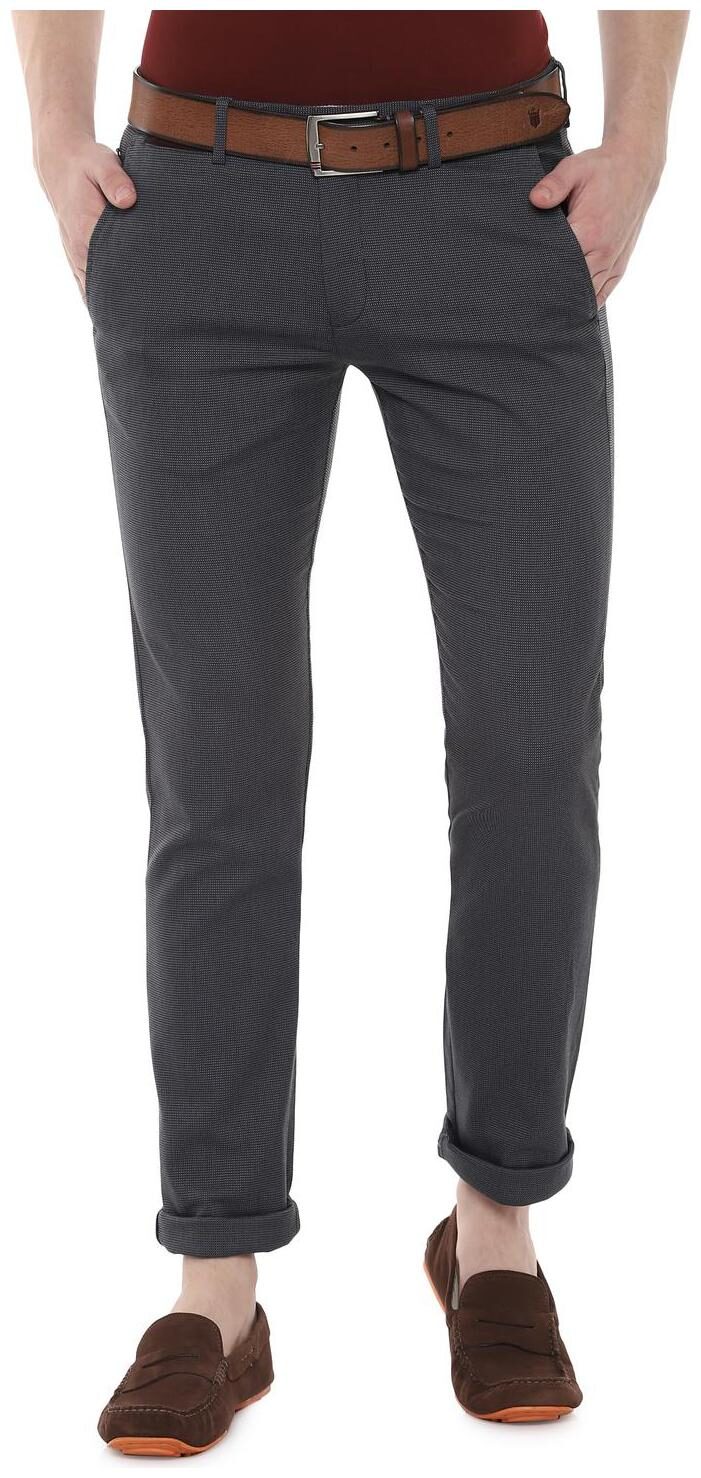 

Allen Solly Men Grey Textured Slim fit Regular trousers