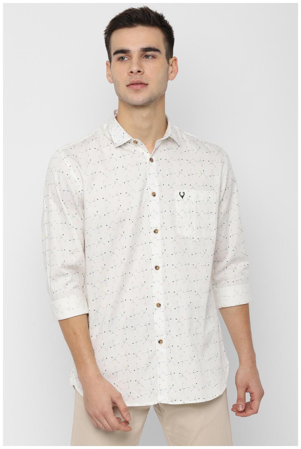 

Allen Solly Men Cream Printed Regular Fit Casual Shirt