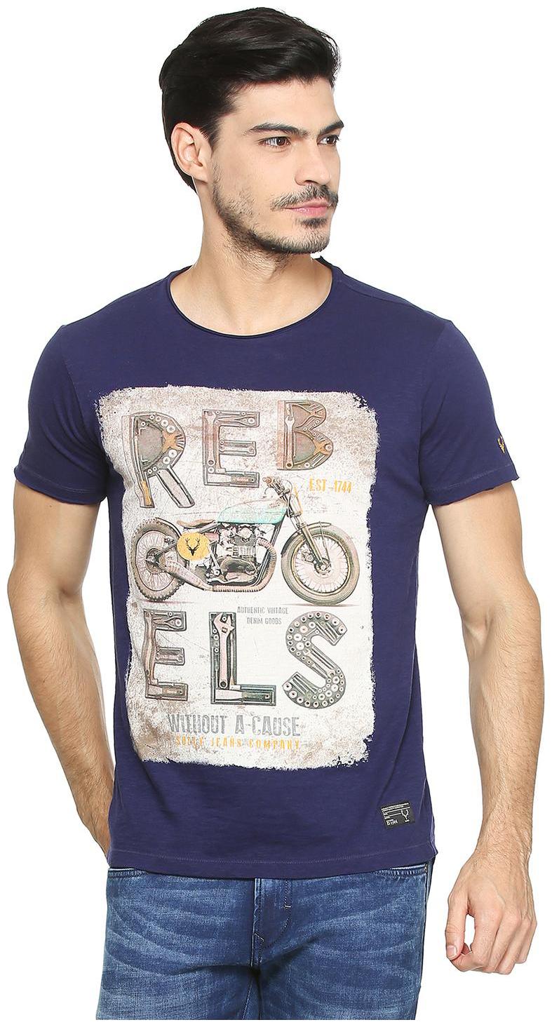 

Allen Solly Men Blue Slim fit Cotton Round neck T-Shirt - Pack Of 1